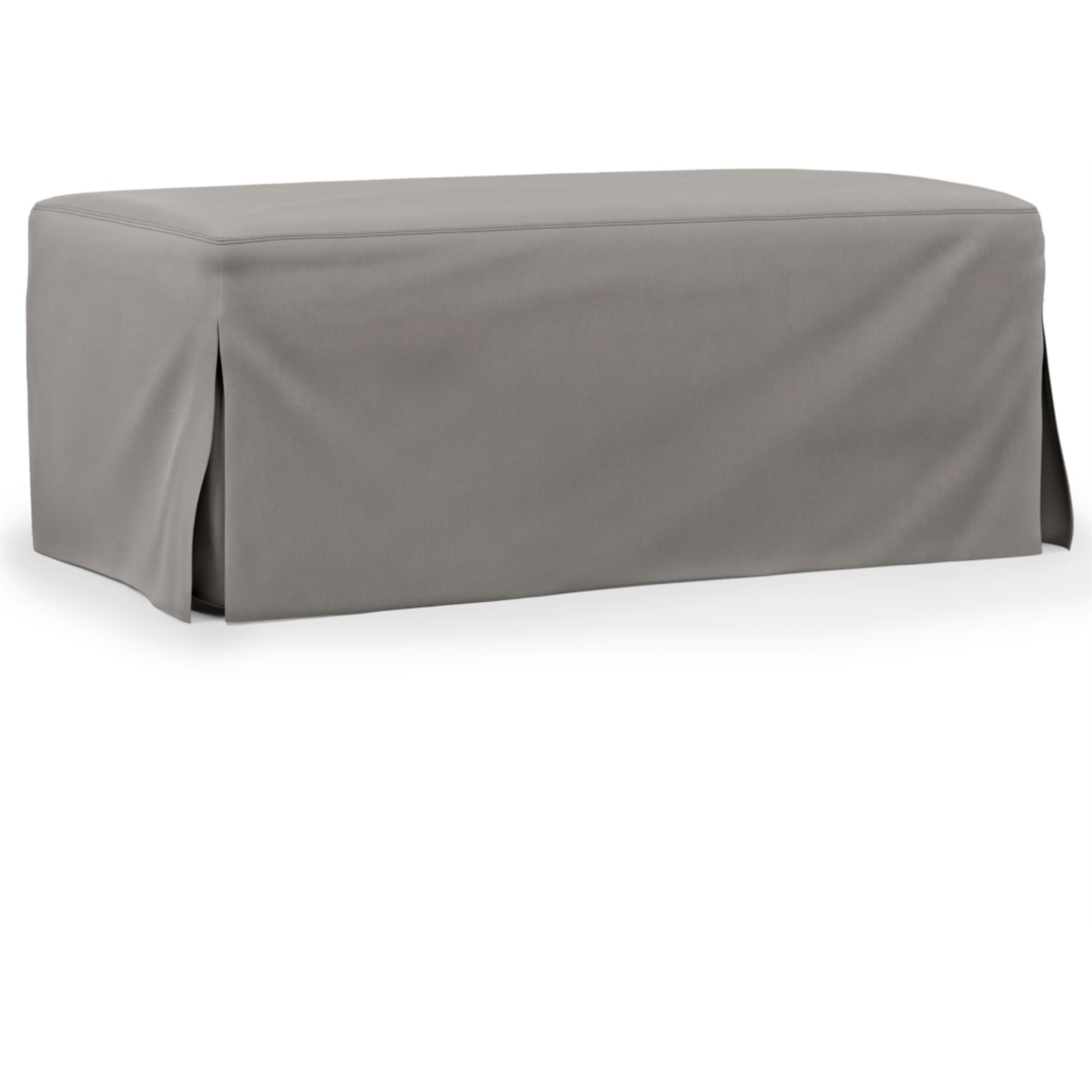 Sunset Trading Newport Slipcovered 44" Wide Ottoman | Stain Resistant Performance Fabric | Gray