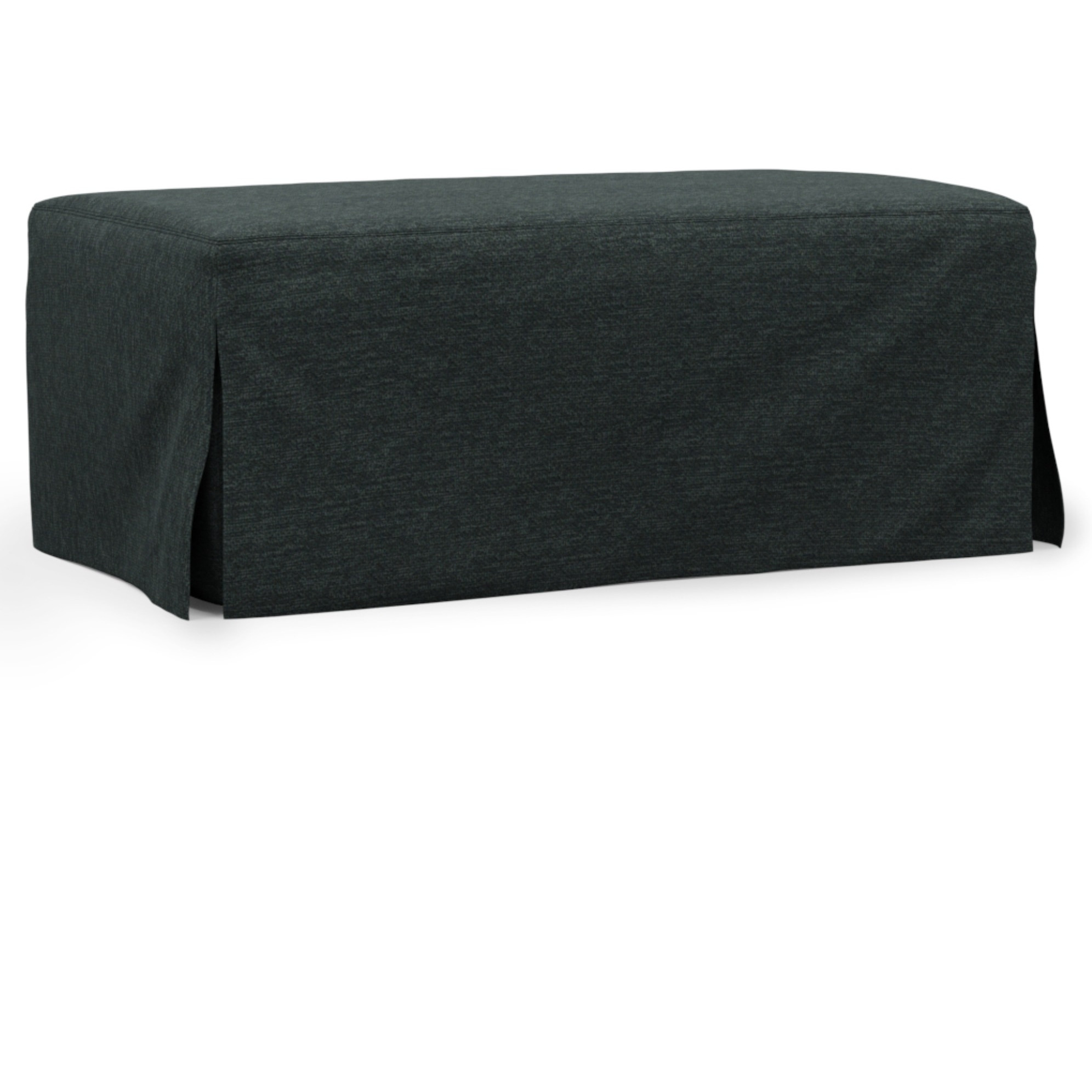 Sunset Trading Newport Slipcovered 44" Wide Ottoman | Stain Resistant Performance Fabric | Dark Gray