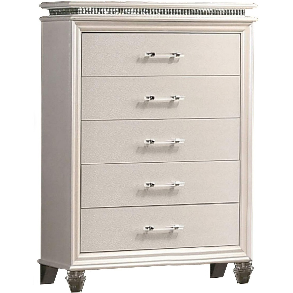 Chest with 5 Drawers and Acrylic Bar Handle, Offwhite
