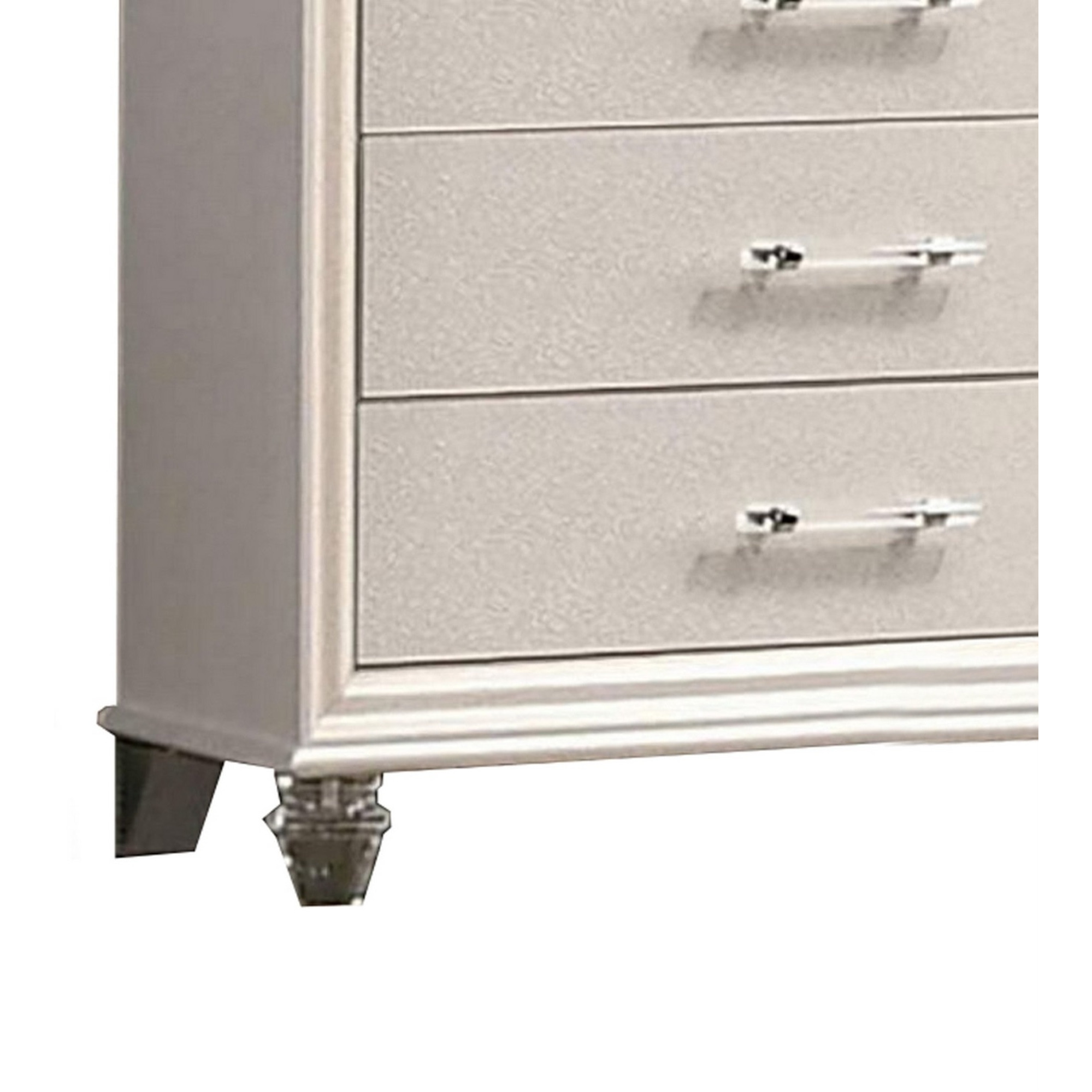 Chest with 5 Drawers and Acrylic Bar Handle, Offwhite