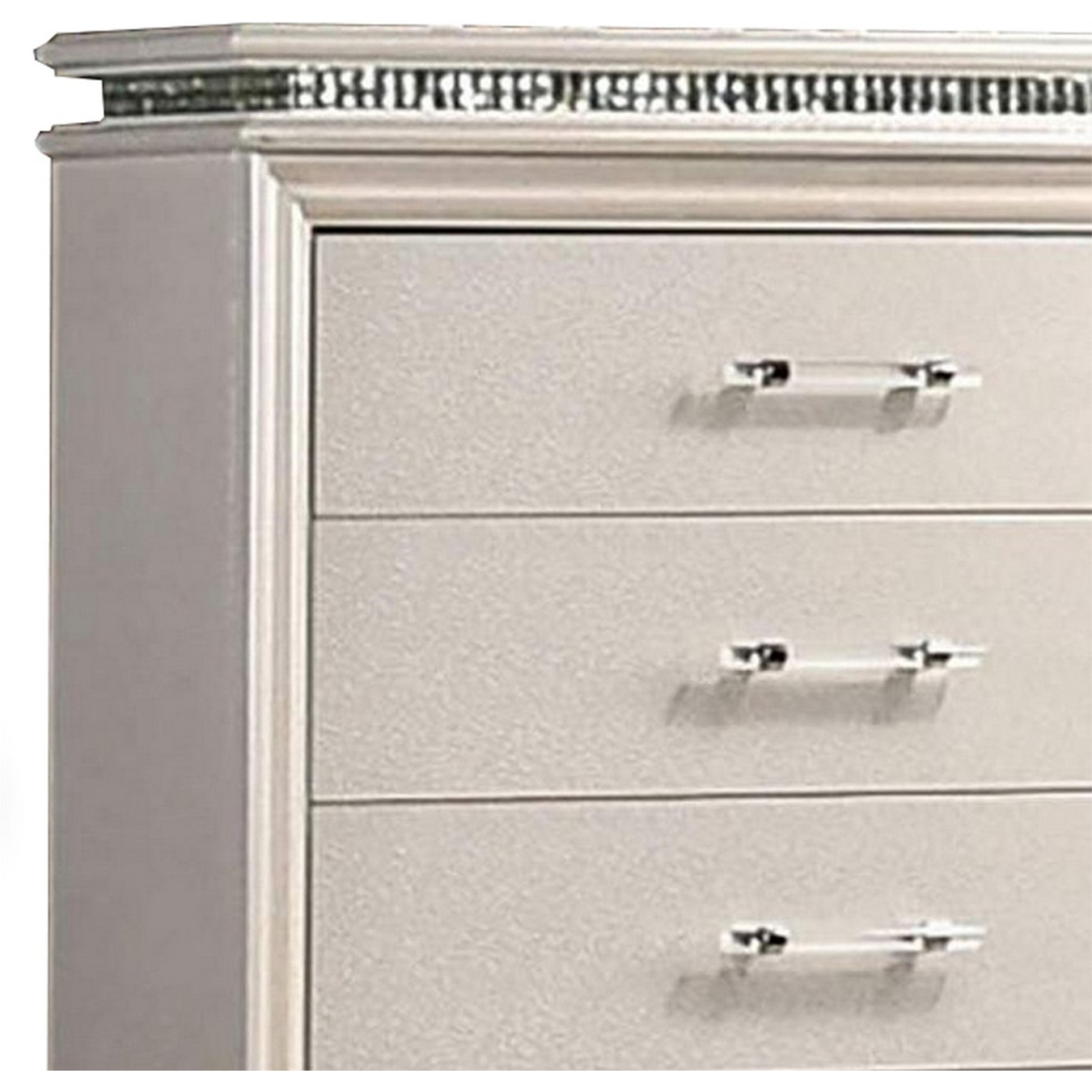 Chest with 5 Drawers and Acrylic Bar Handle, Offwhite
