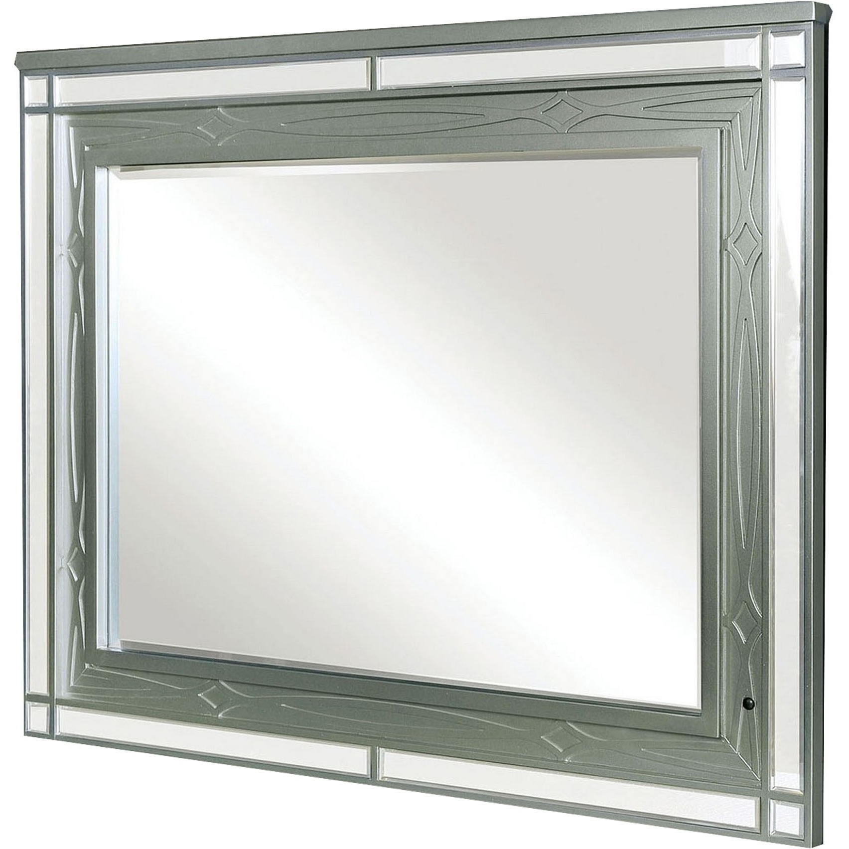 Mirror with LED and Mirrored Trim Accent, Silver
