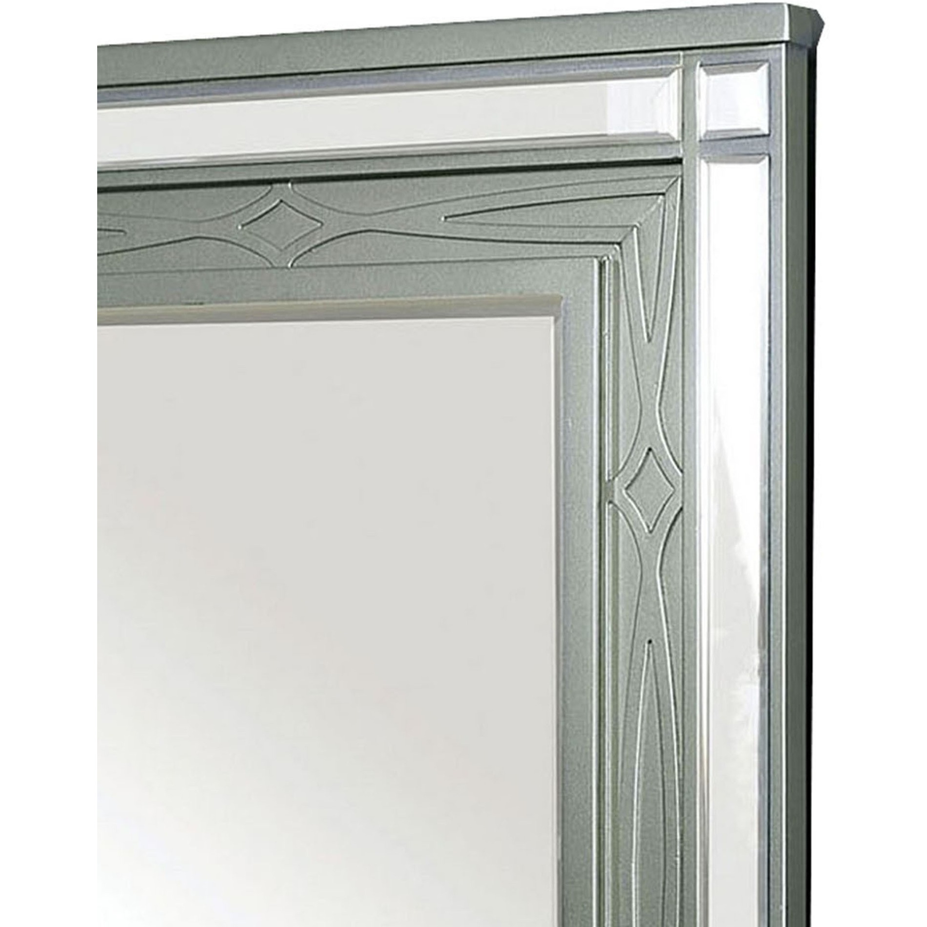 Mirror with LED and Mirrored Trim Accent, Silver