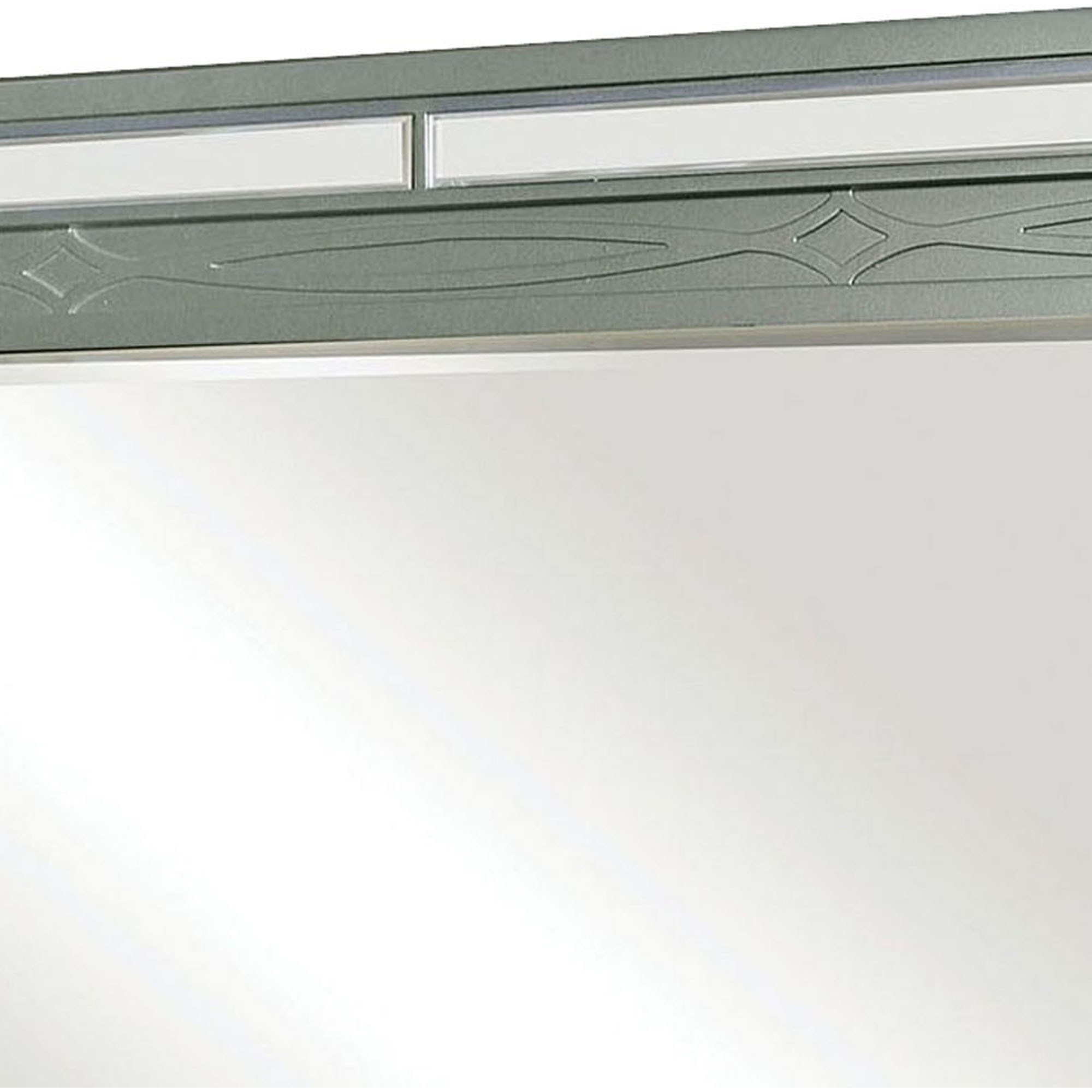 Mirror with LED and Mirrored Trim Accent, Silver