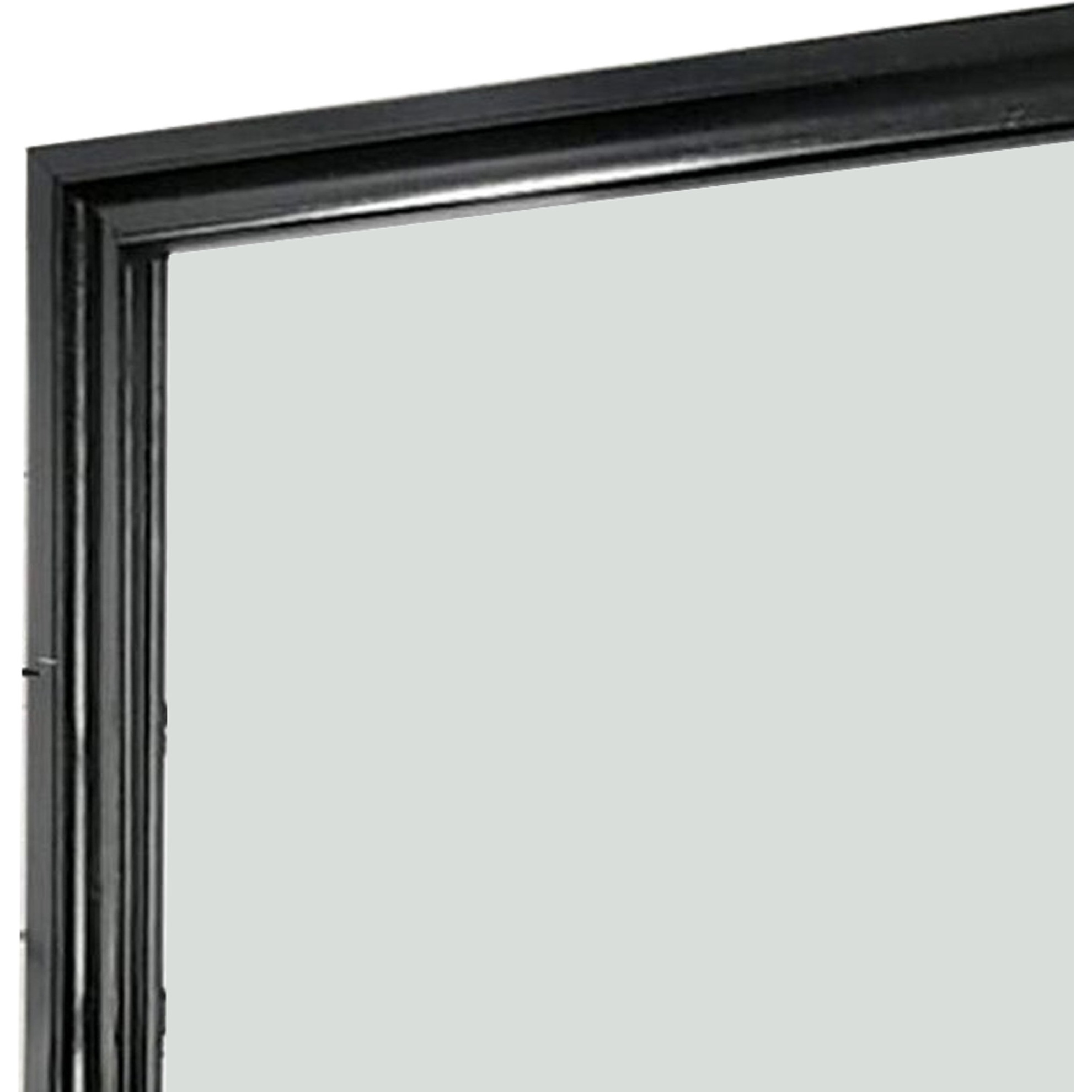 Mirror with Wooden Frame and Molded Detail, Black