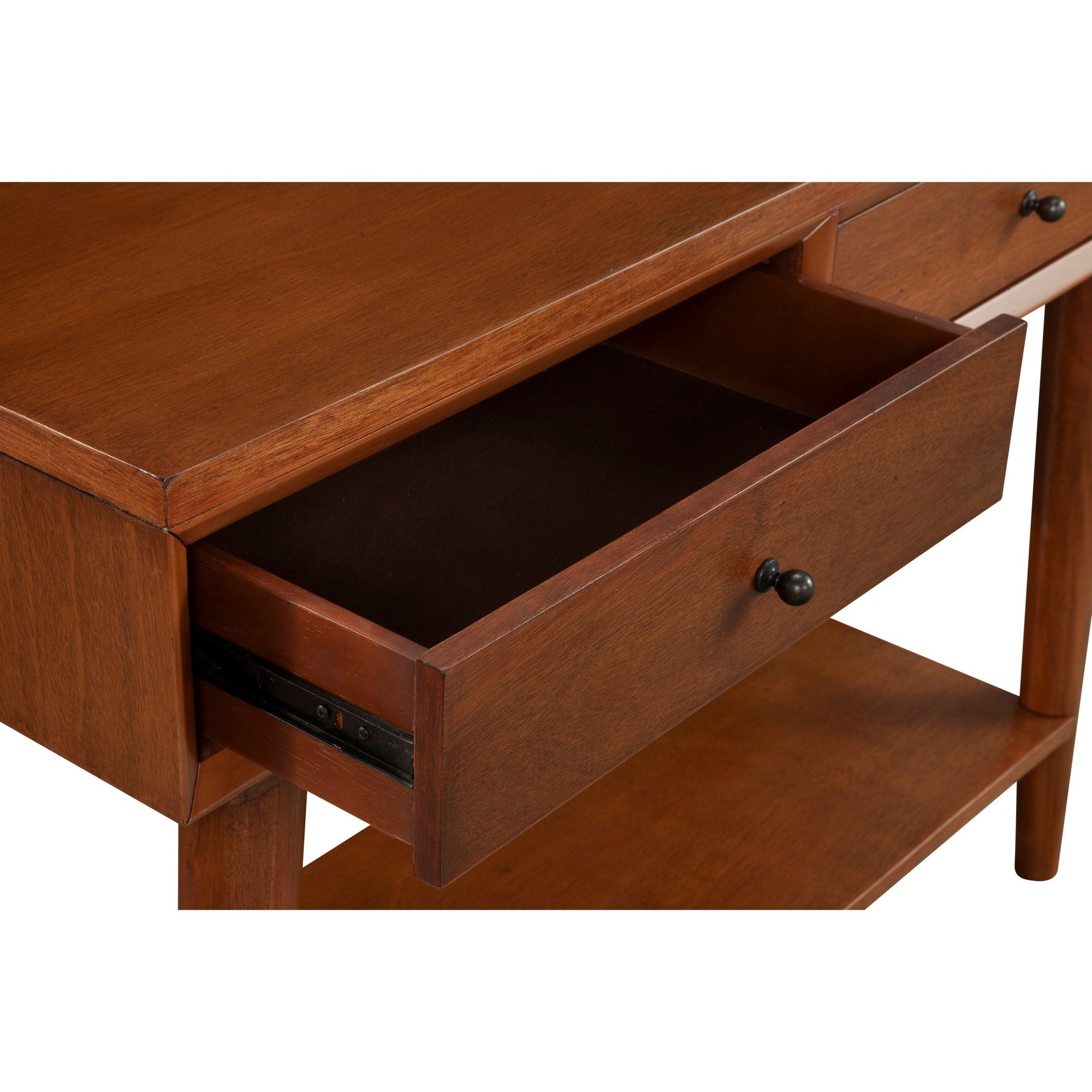 Console Table with 2 Drawers and Angled Legs, Brown