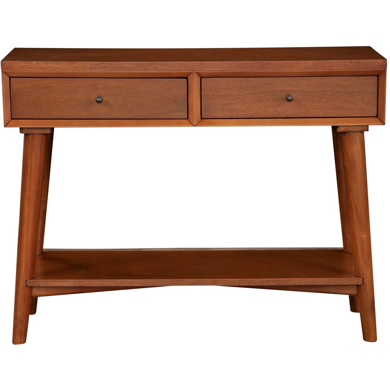 Console Table with 2 Drawers and Angled Legs, Brown