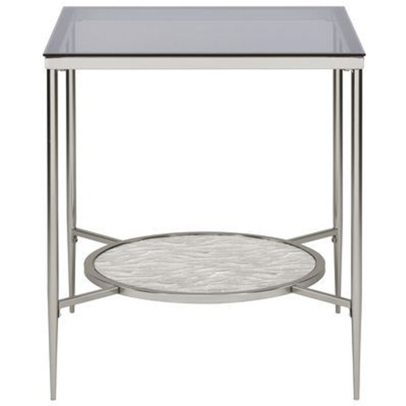 End Table with Textured Round Shelf, Silver