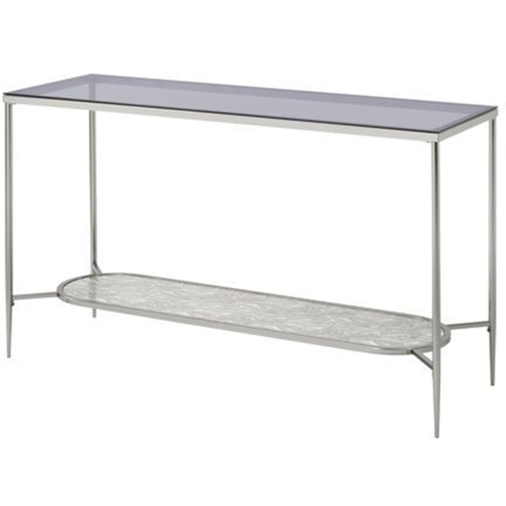 Sofa Table with Textured Obround Shelf, Silver