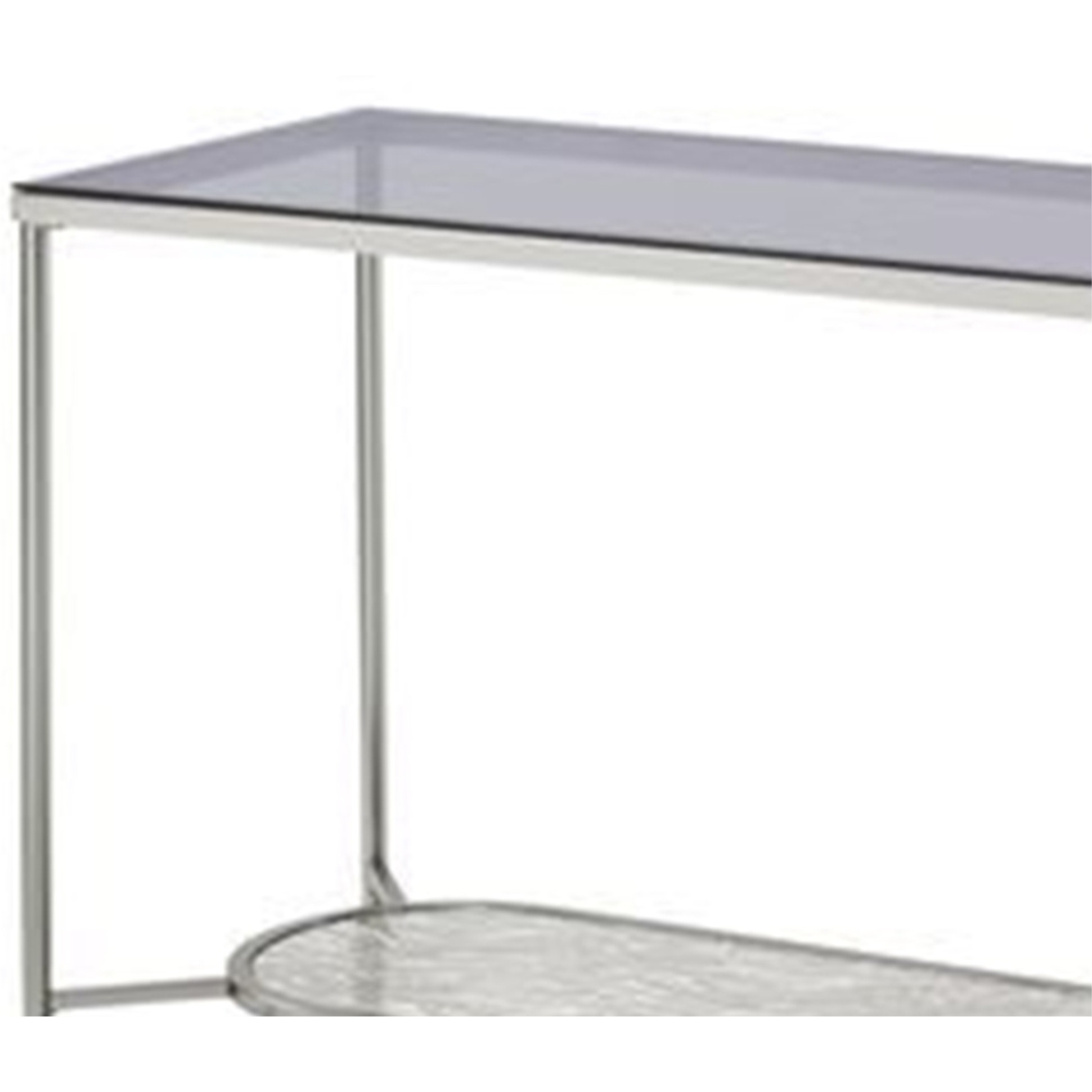 Sofa Table with Textured Obround Shelf, Silver