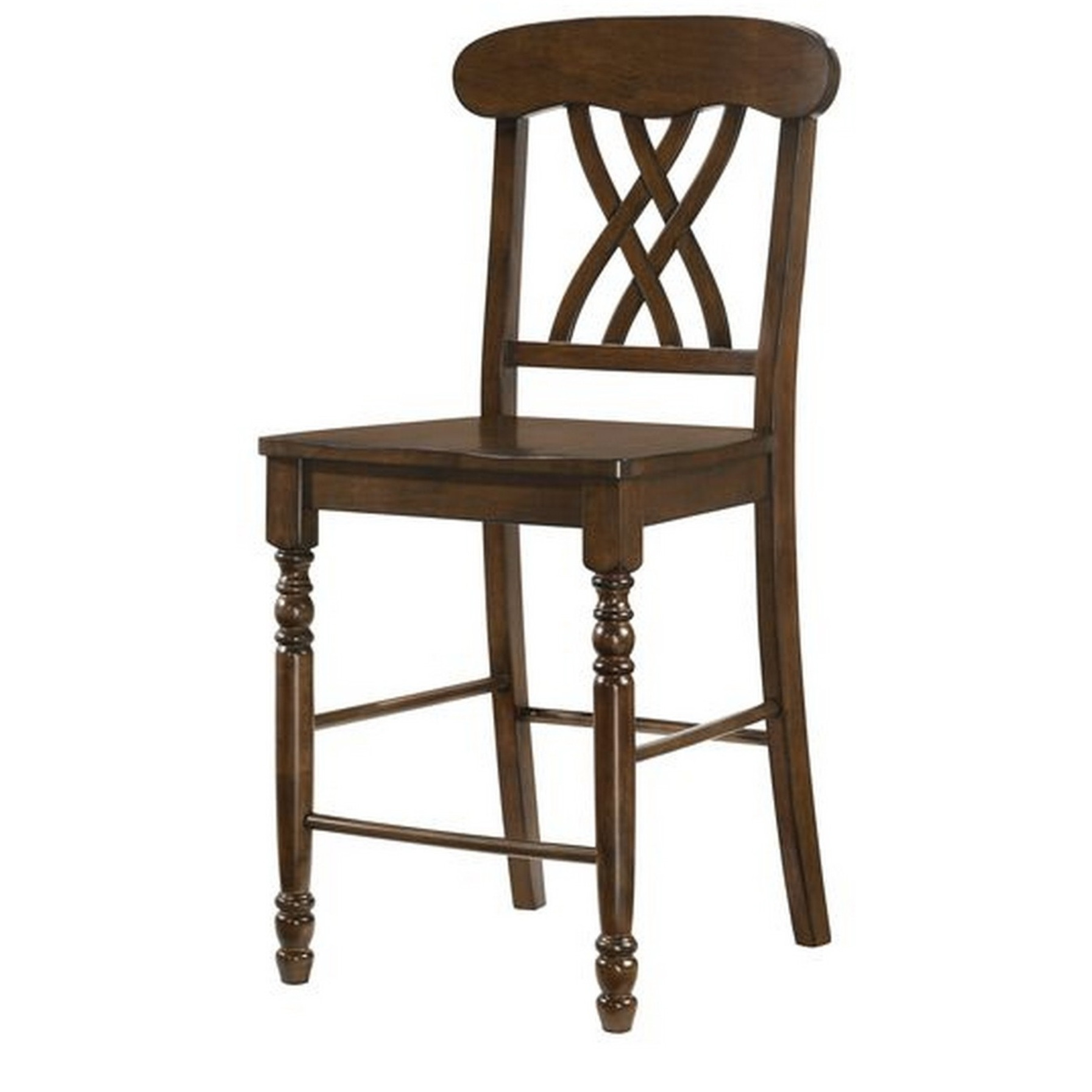 Counter Height Chair with Overlapping X Back, Set of 2, Brown