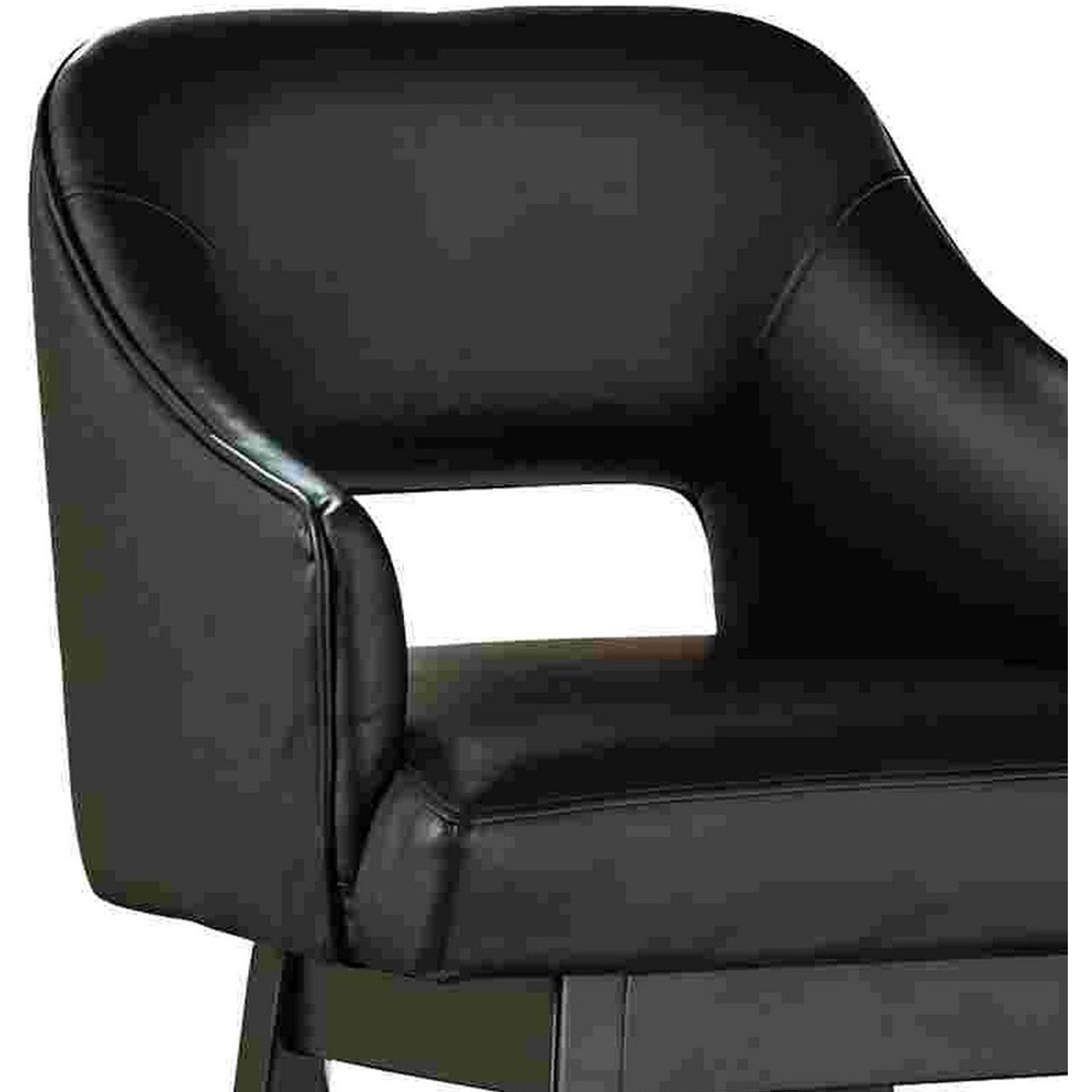 Swivel Barstool with Faux Leather and Countered Back, Set of 2, Black