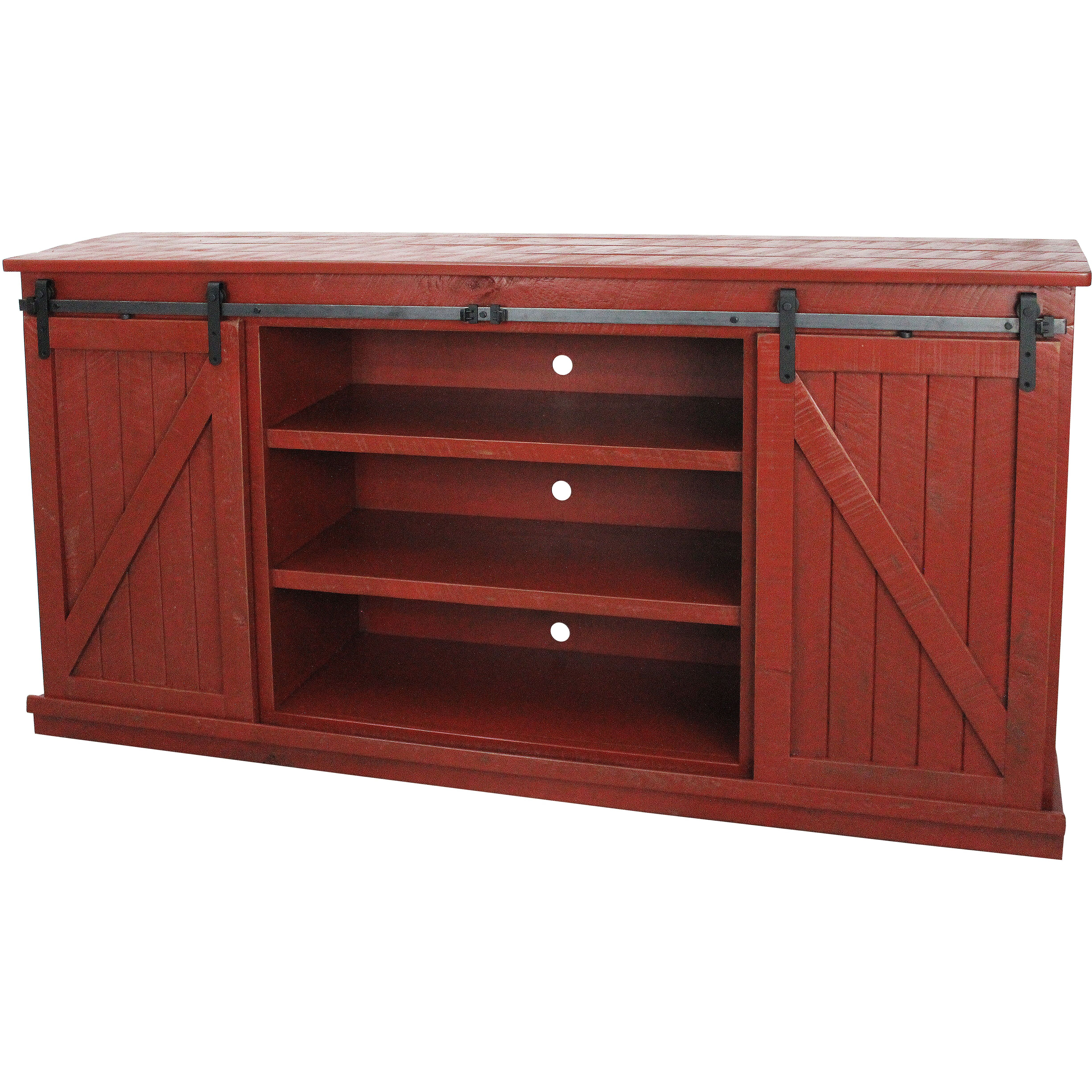 Rustic 82" Tall Provincial TV Stand in Rustic Red