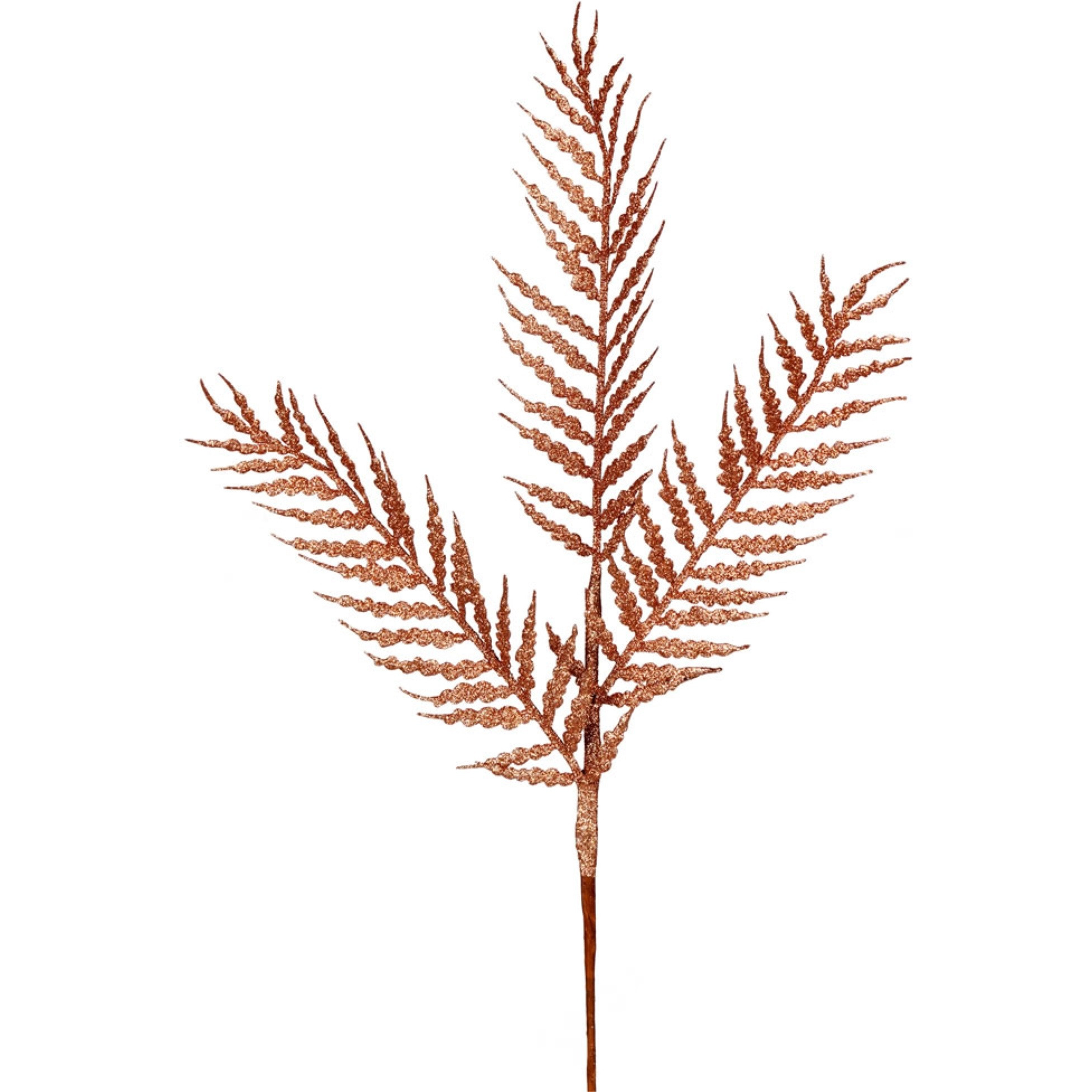 21" Rose Gold Glitter Fern Spray 12/Box