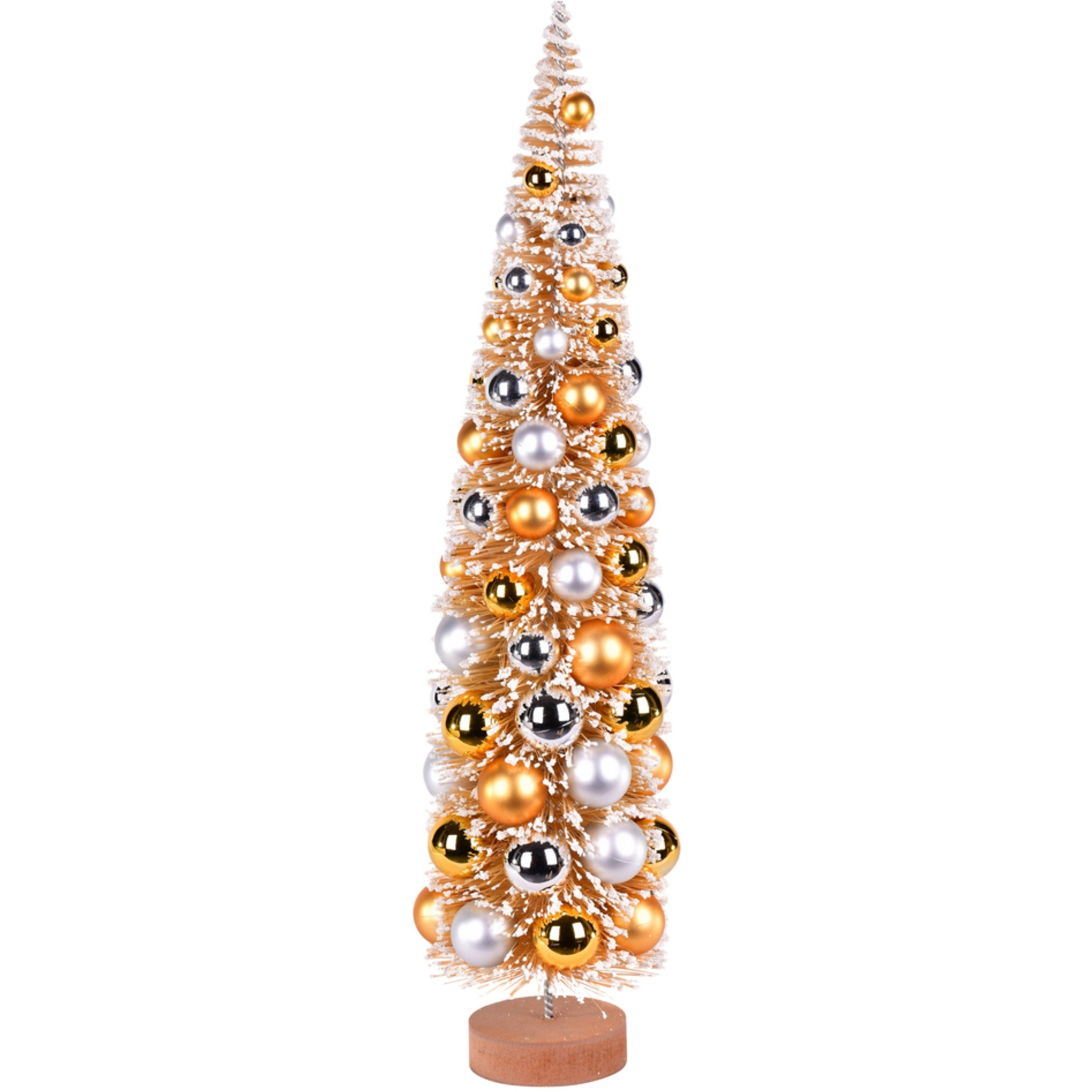 24" Frosted Gold Tree Gold-Silver Balls