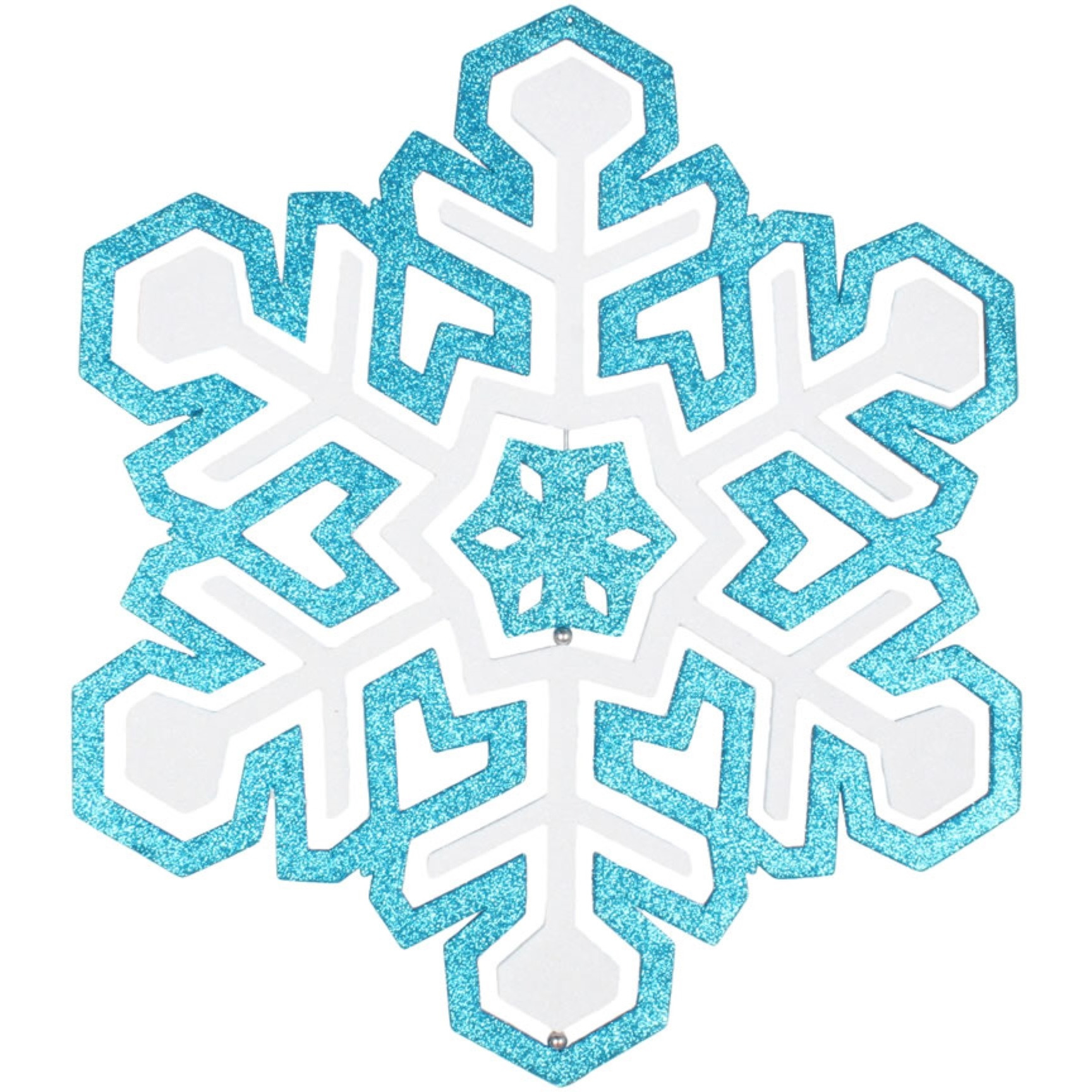 17" Turq/White 3D Foam Glitter Snowflake
