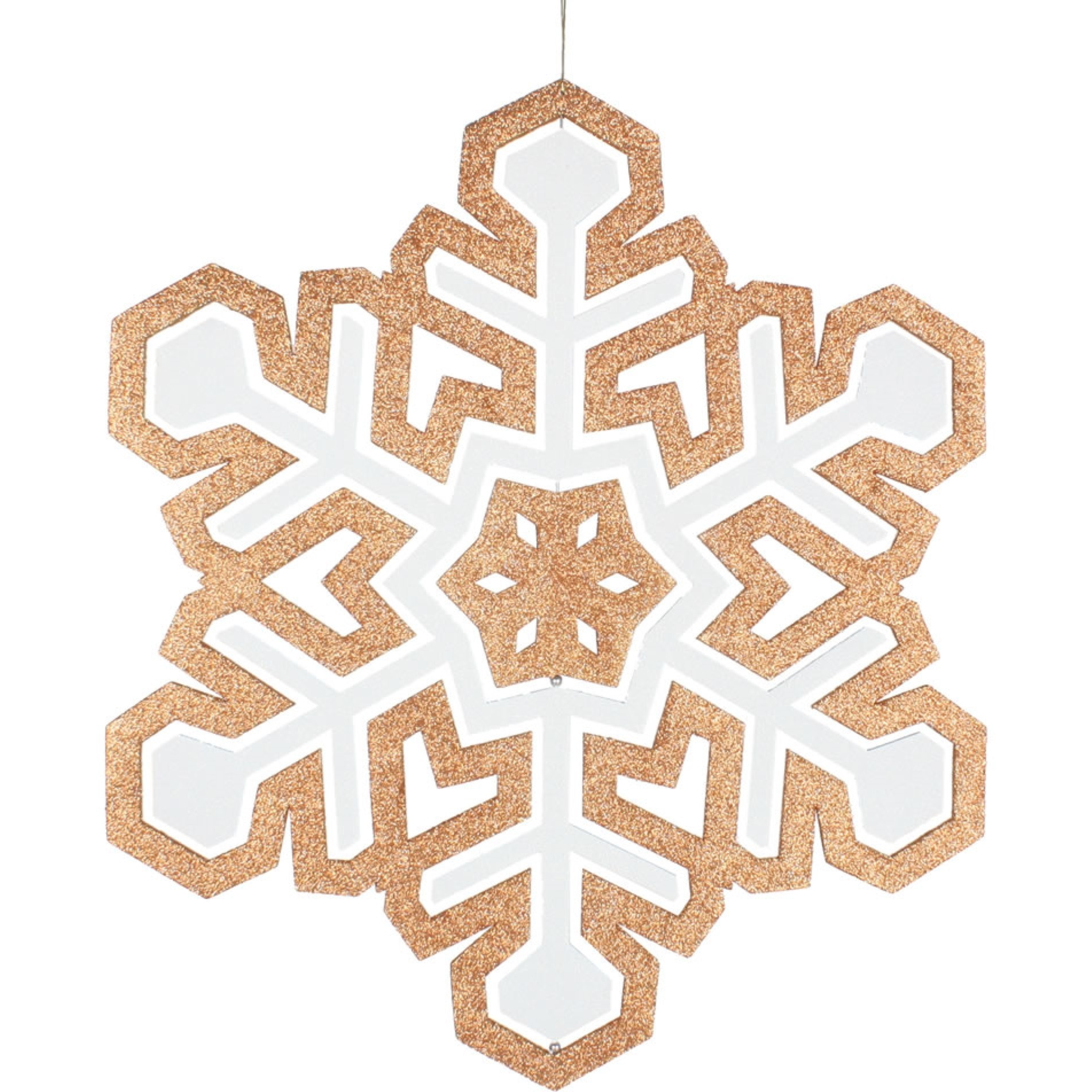25" RoseGold/White 3D Foam Glitt Snowflk