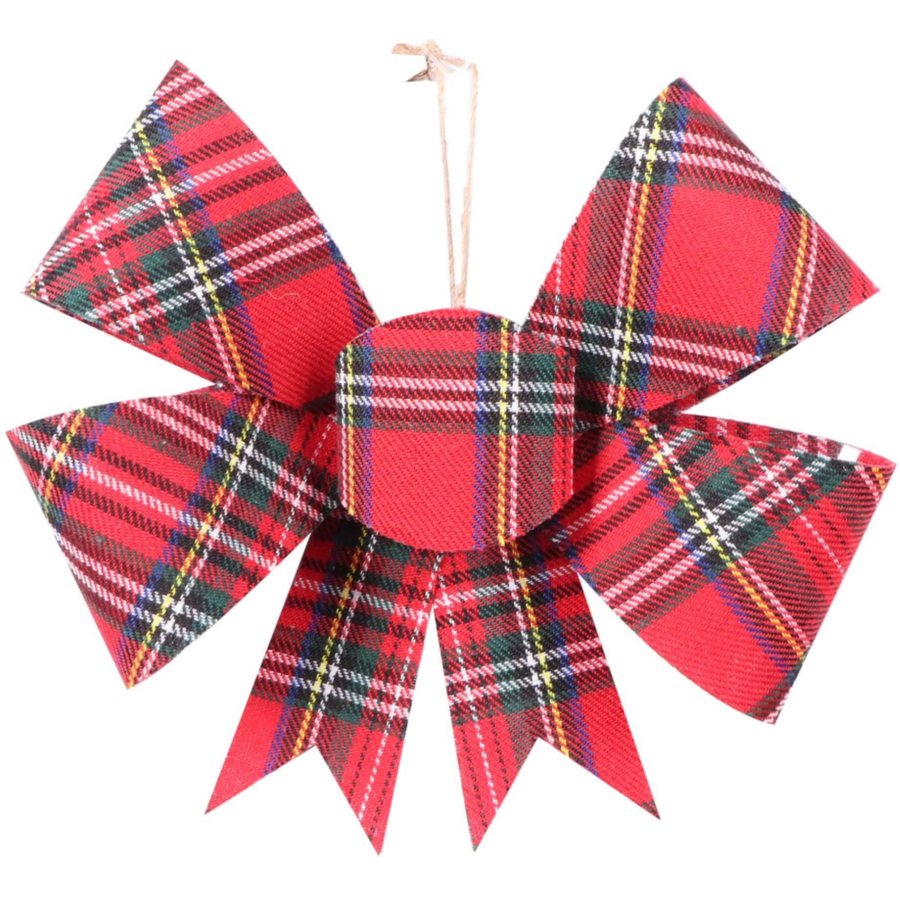 7" Red Plaid Bow Ornament 6/bag