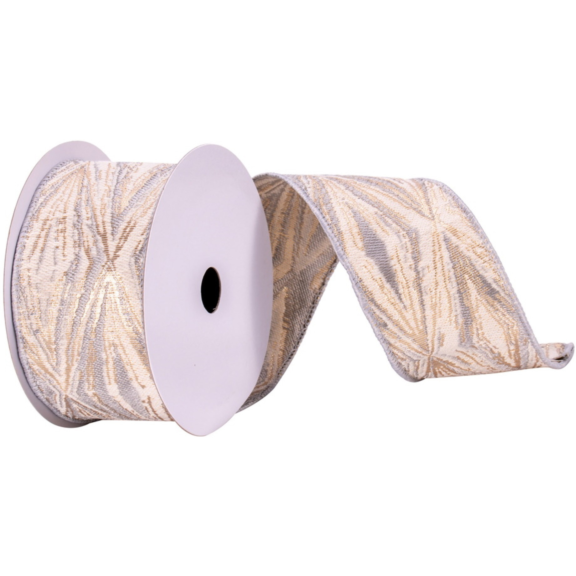 2.5&quotx10yd Pewter/Cream/Champagne Ribbon