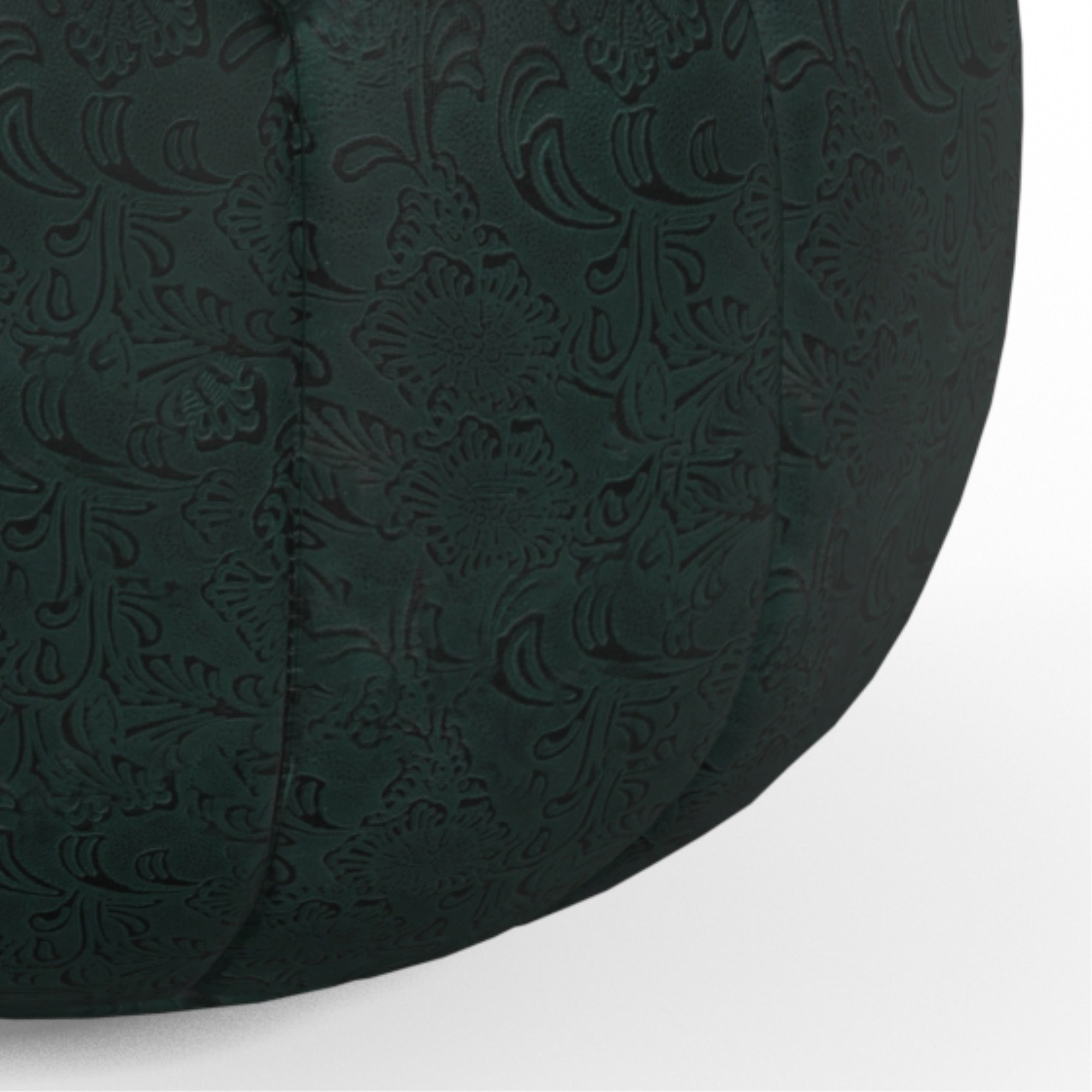 Drury Boho Round Pouf in Teal Patterened Genuine Leather
