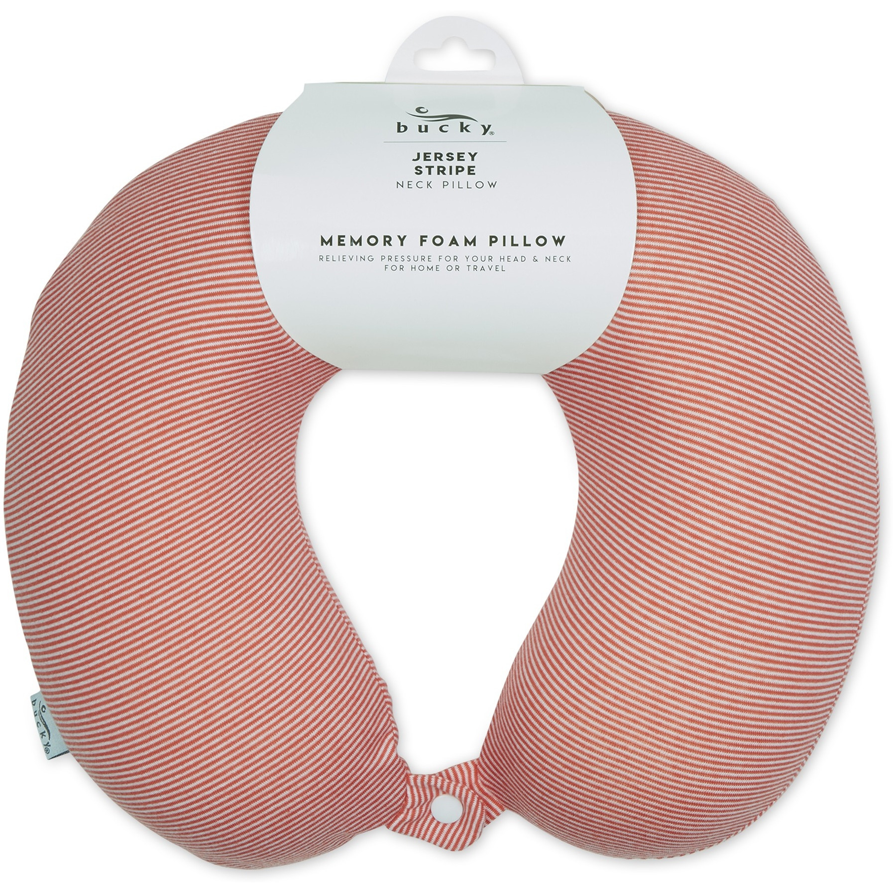 Bucky Jersey Stripe - Memory Foam Neck Pillow - Pink Stripe