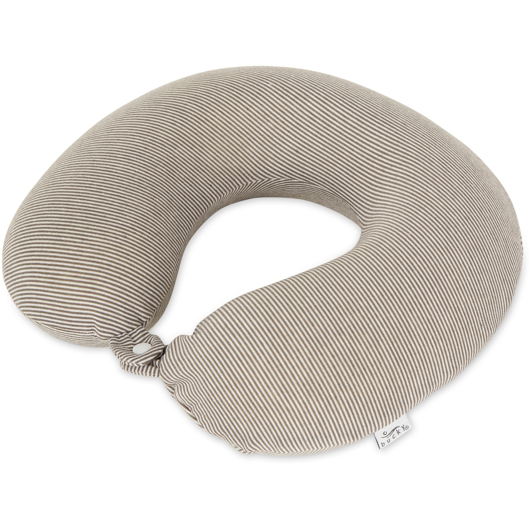Bucky Jersey Stripe - Memory Foam Neck Pillow - Taupe Stripe