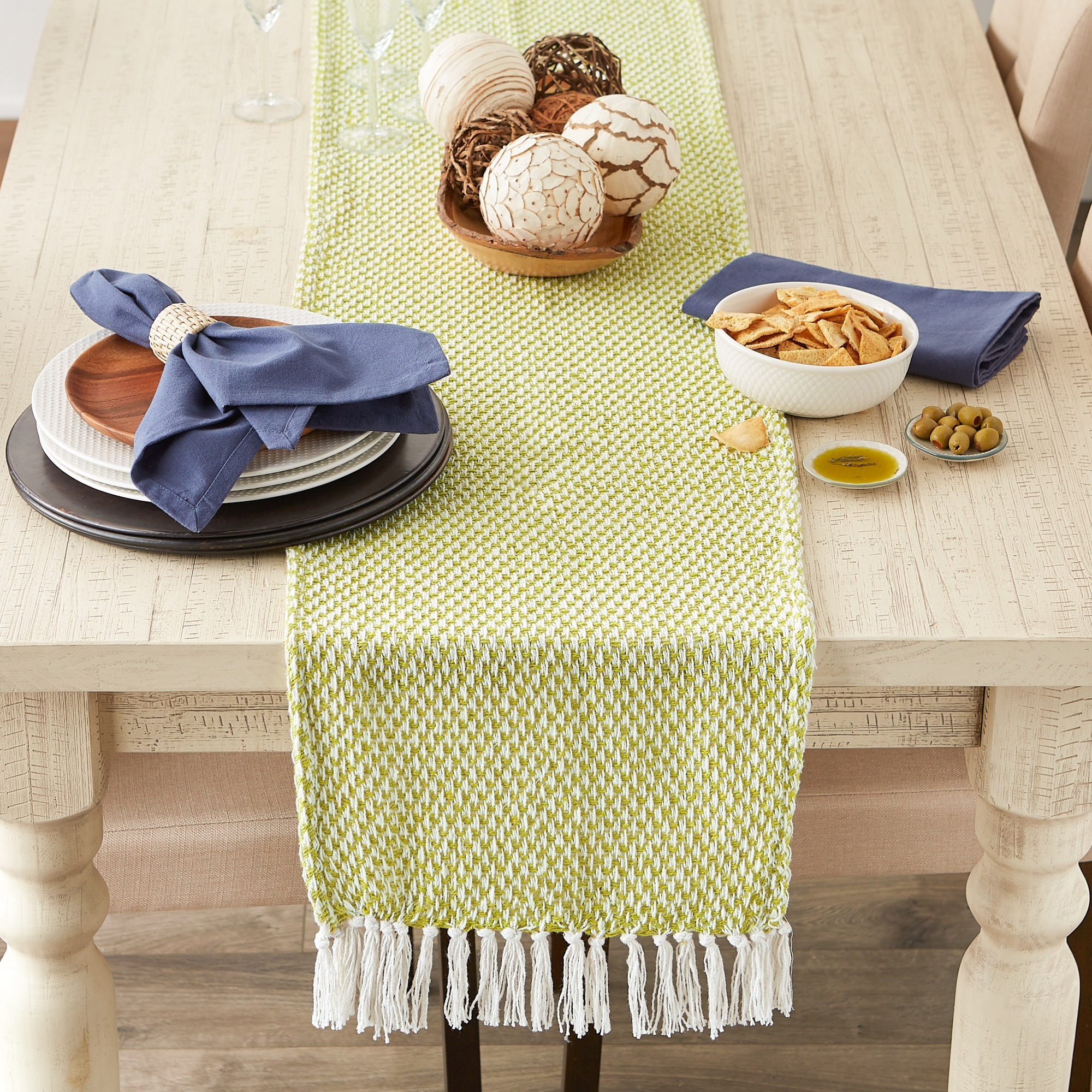 DII Avocado Woven Table Runner 15x108