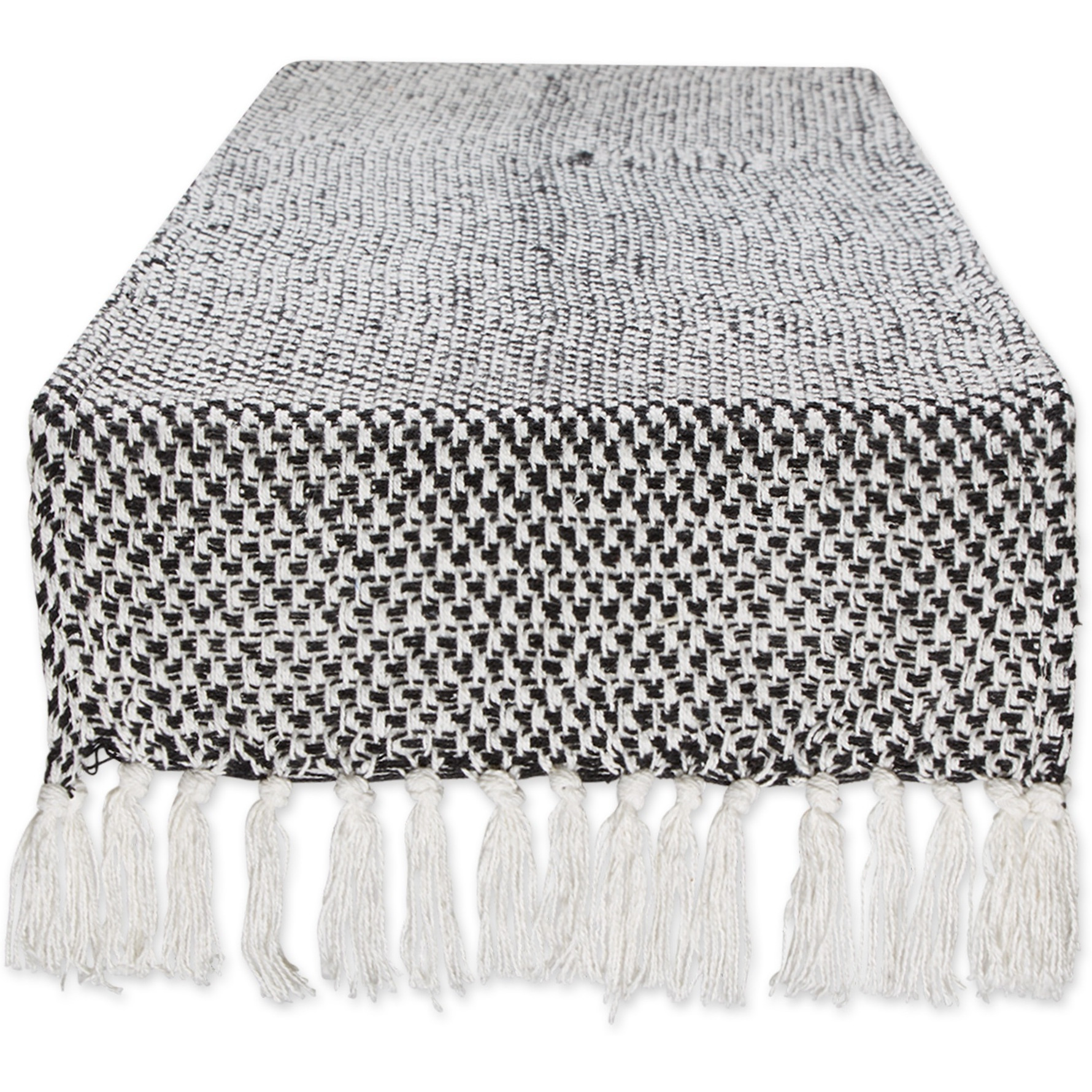 DII Black Woven Table Runner 15x72