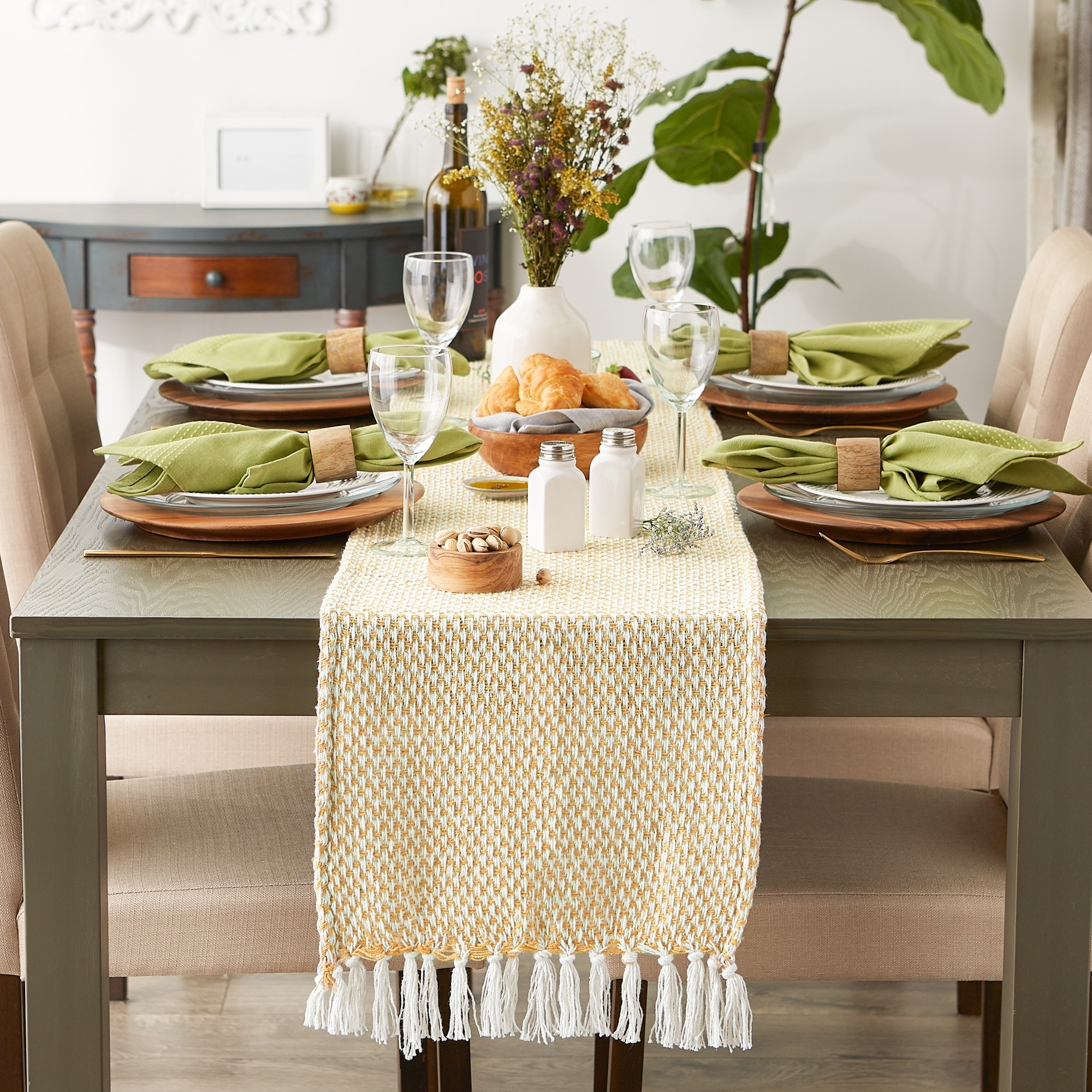 DII Honey Gold Woven Table Runner 15x72