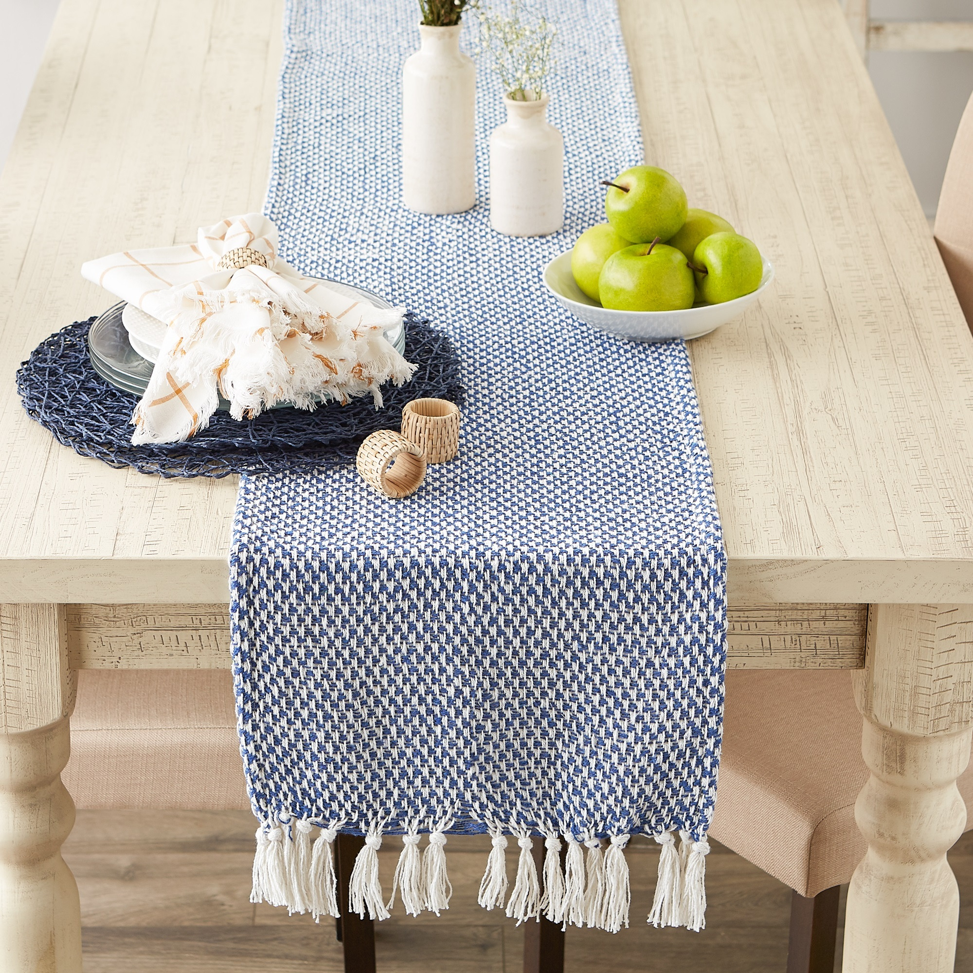 DII Nautical Blue Woven Table Runner 15x108