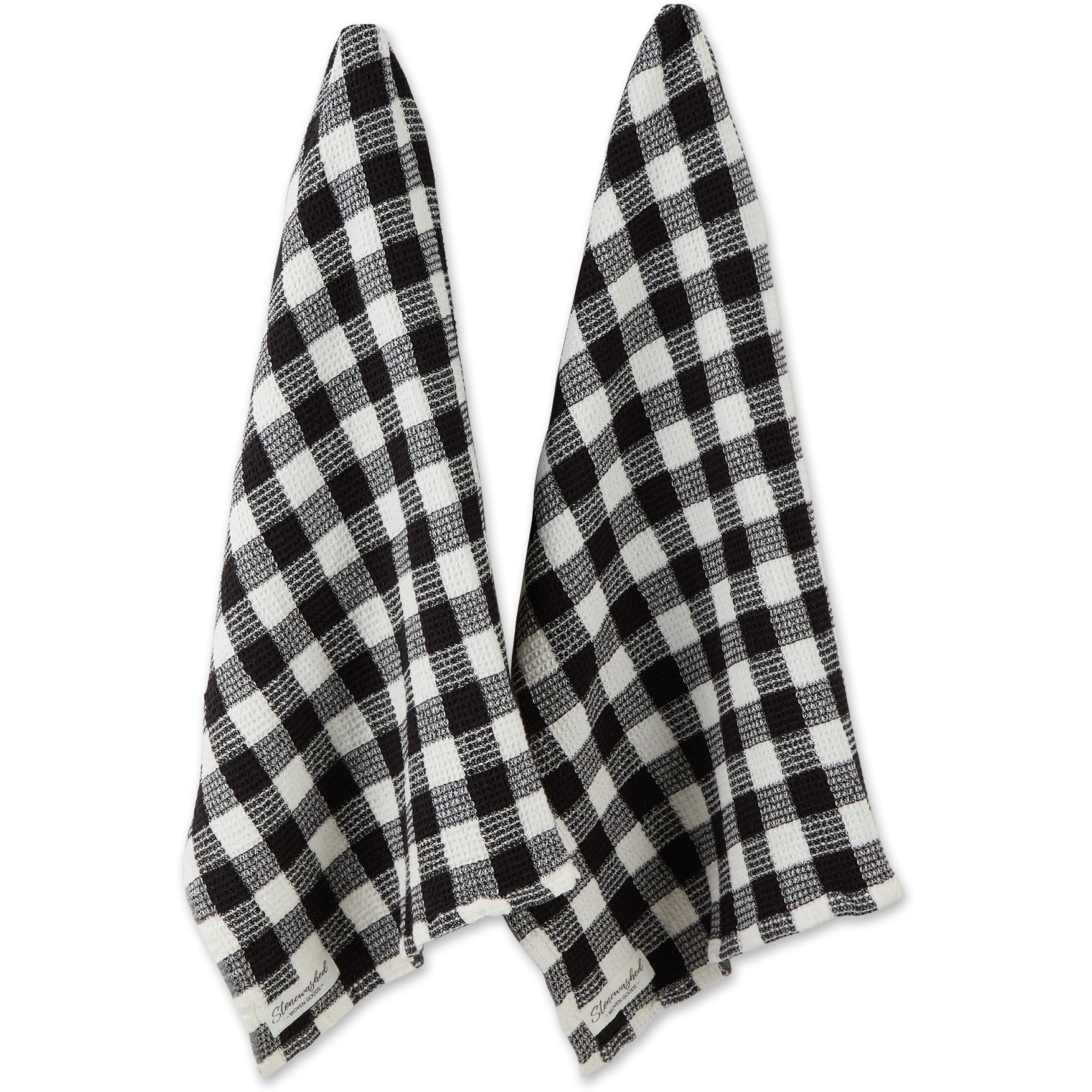 DII Black Checker Washed Waffle Dishtowel (Set of 2)