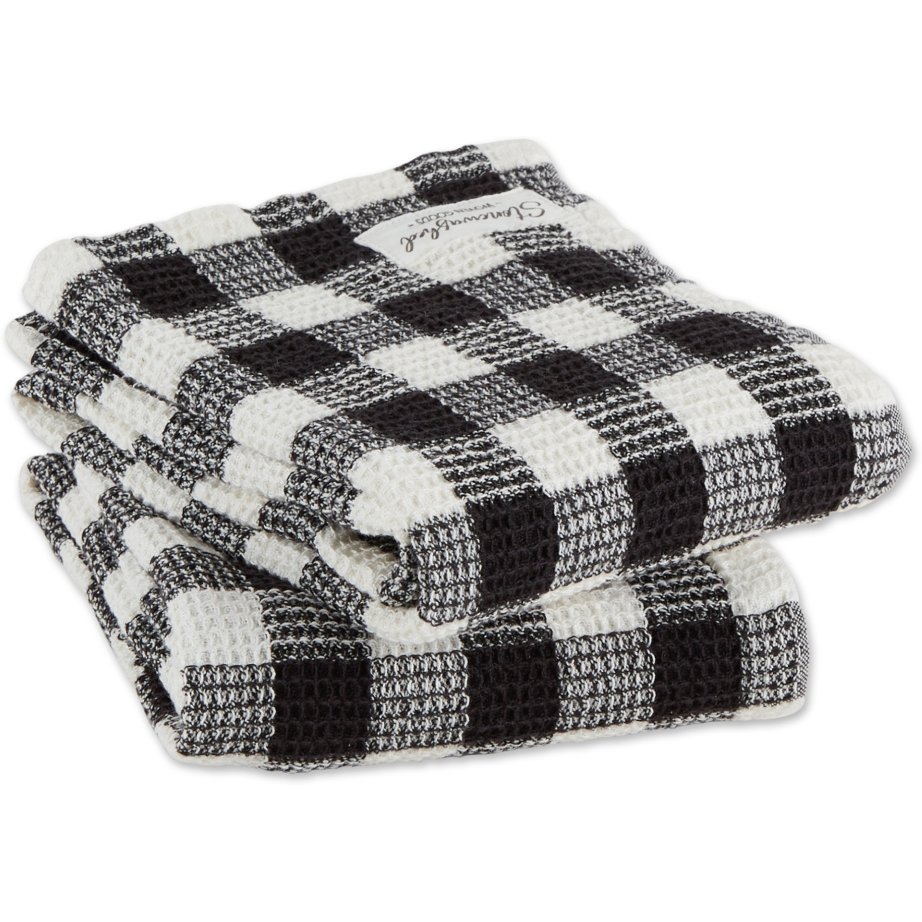 DII Black Checker Washed Waffle Dishtowel (Set of 2)