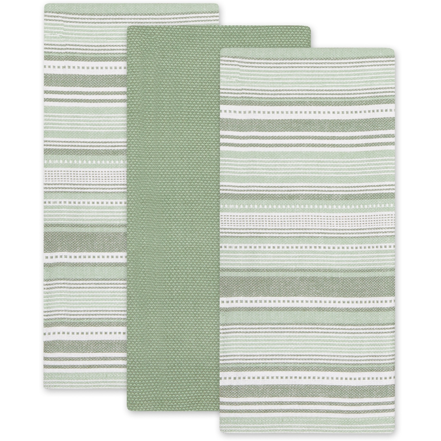 DII Artichoke Green Urban Stripe Dishtowel (Set of 3)