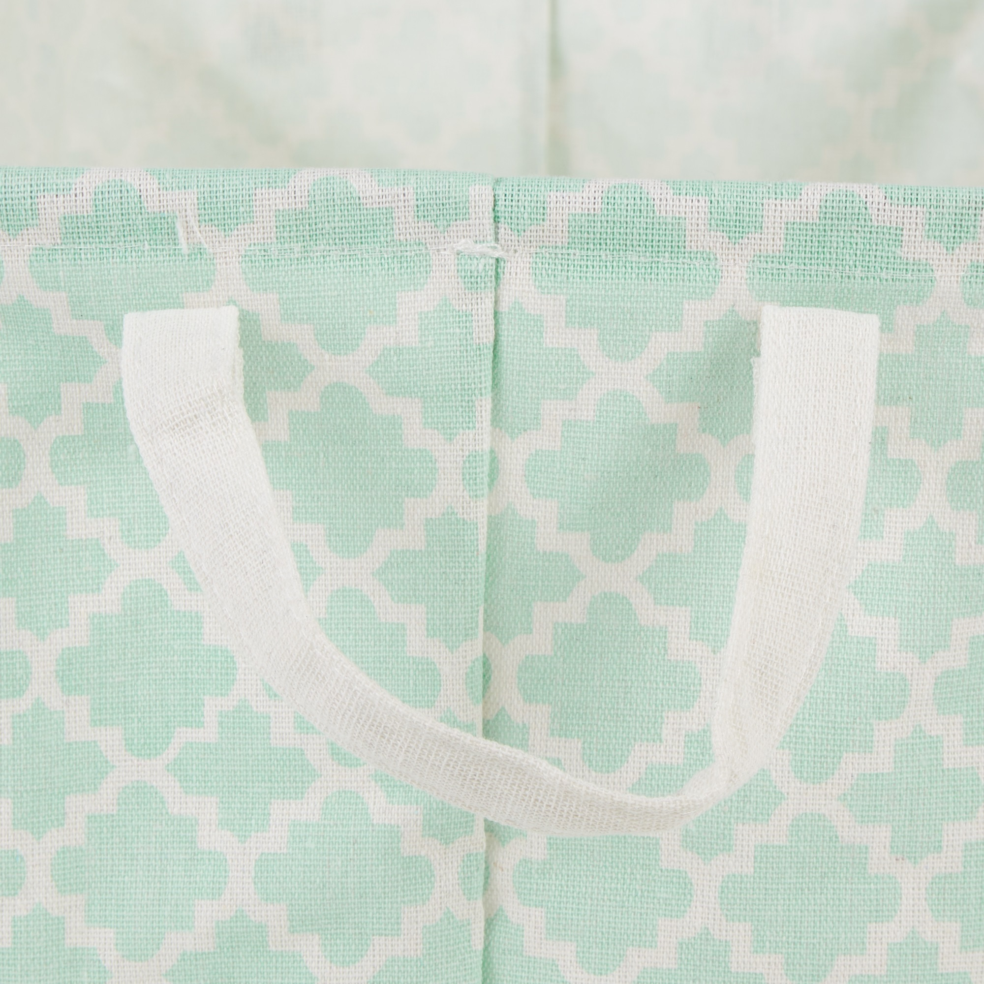 DII PE-Coated Cotton Polyester Laundry Bin Lattice Aqua Rectangle Extra Large 12.5x17.5x10.5 (Set of 2)