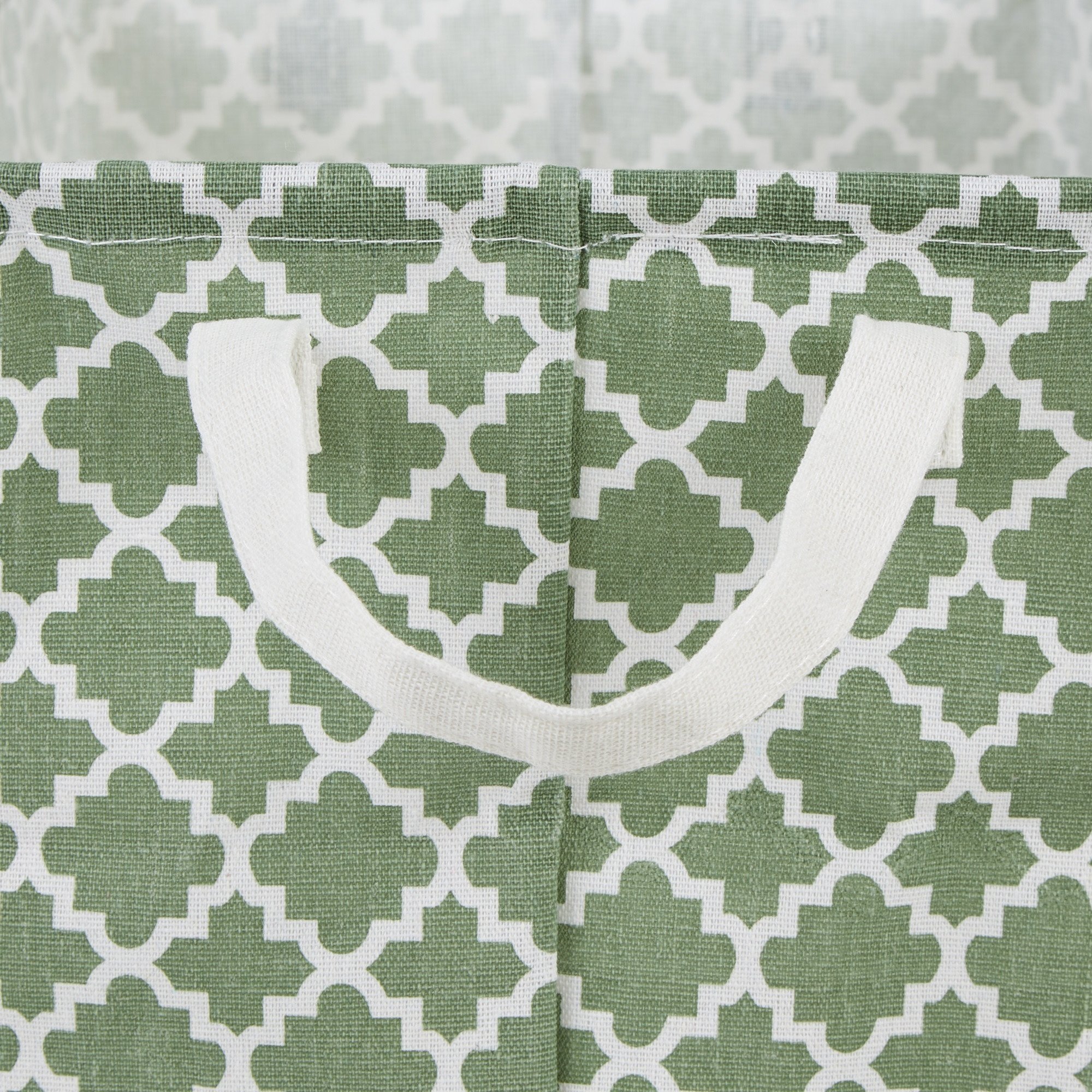DII PE-Coated Cotton Polyester Laundry Bin Lattice Artichoke Green Rectangle Extra Large 12.5x17.5x10.5 (Set of 2)