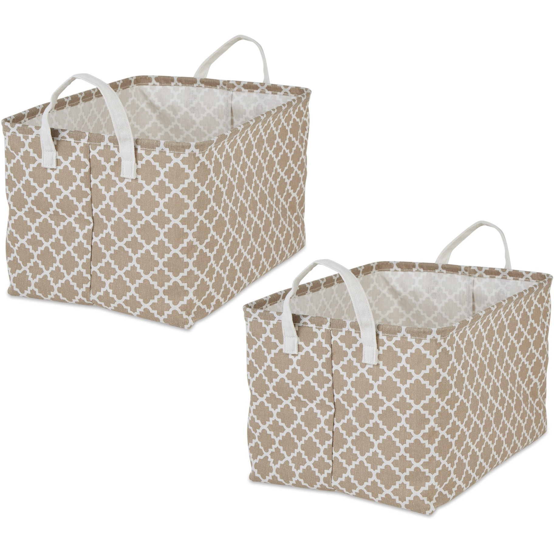 DII PE-Coated Cotton Polyester Laundry Bin Lattice Stone Rectangle Extra Large 12.5x17.5x10.5 (Set of 2)