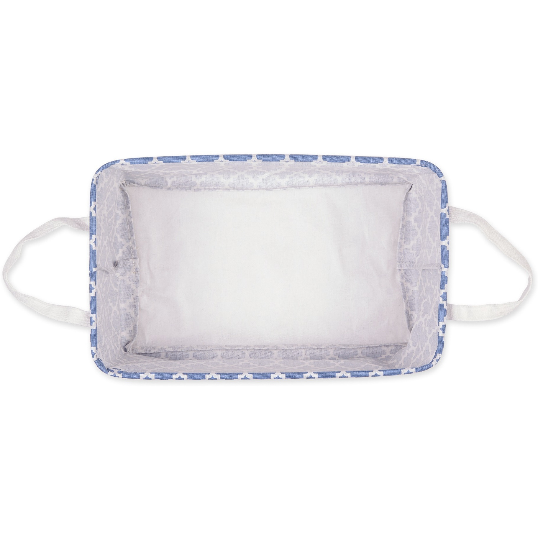 DII PE-Coated Cotton Polyester Laundry Bin Lattice French Blue Rectangle Large 10.5x17.5x10.5 (Set of 2)