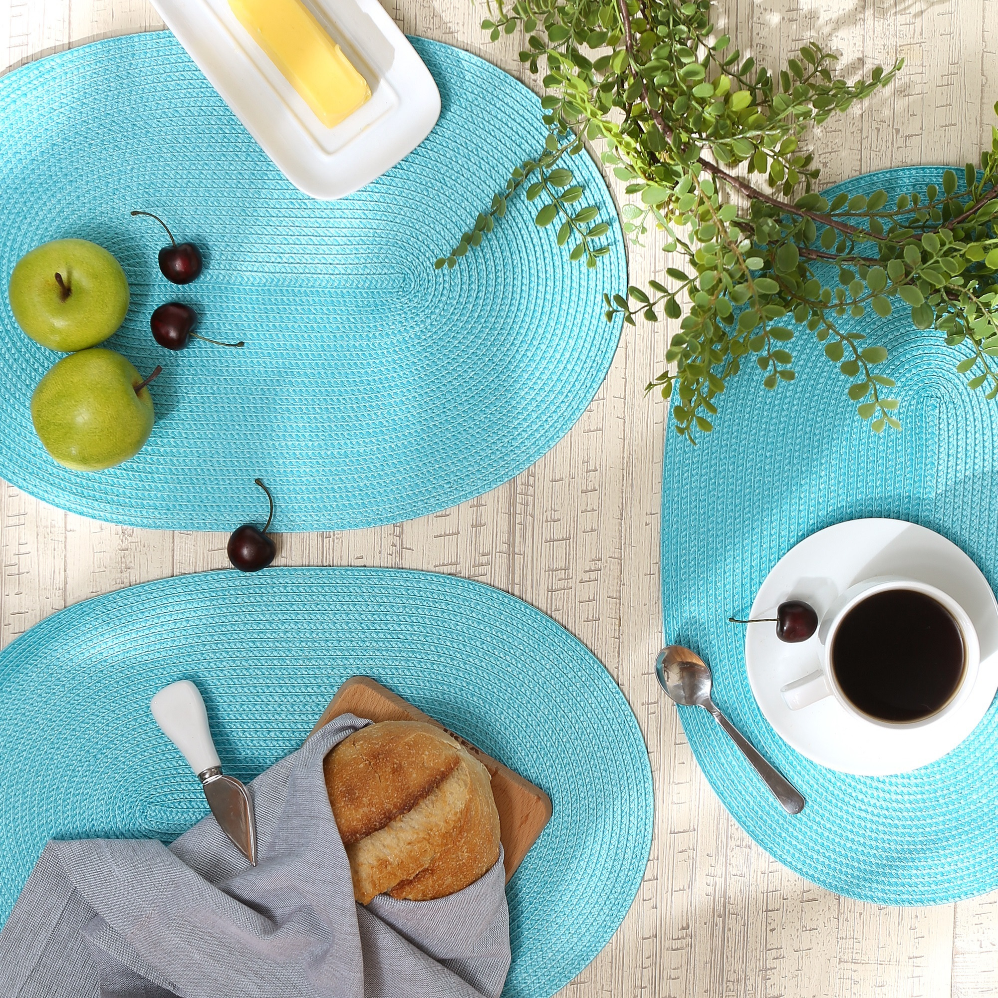 DII Aqua Oval Pp Woven Placemat (Set of 6)