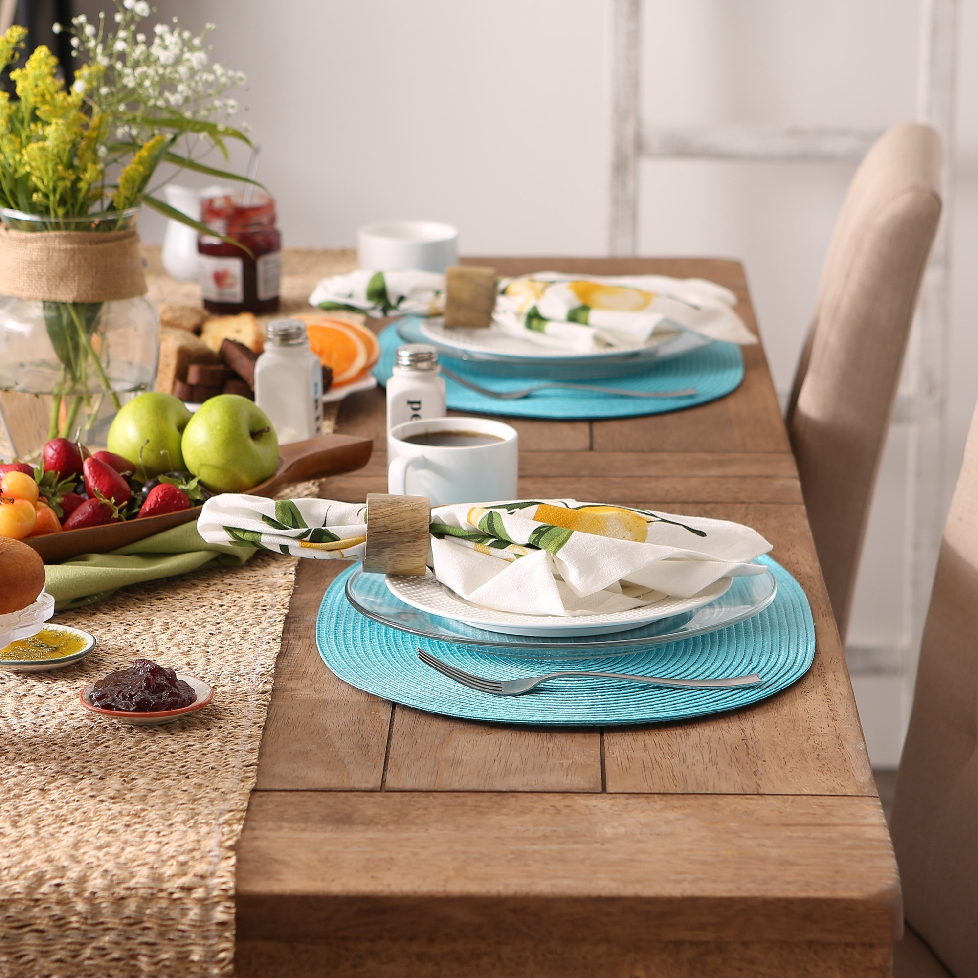 DII Aqua Oval Pp Woven Placemat (Set of 6)