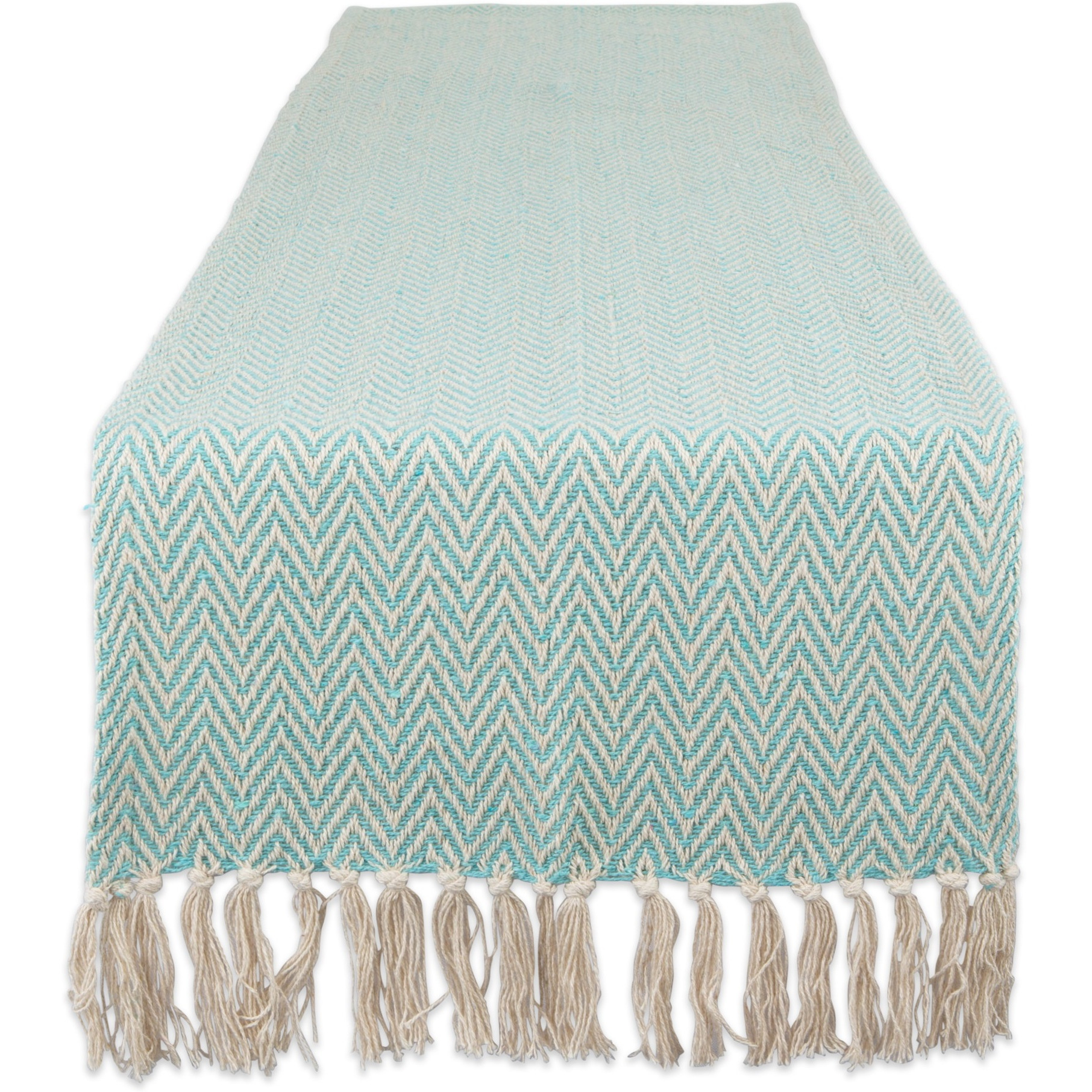 DII Aqua Handloom Chevron Table Runner 15x108