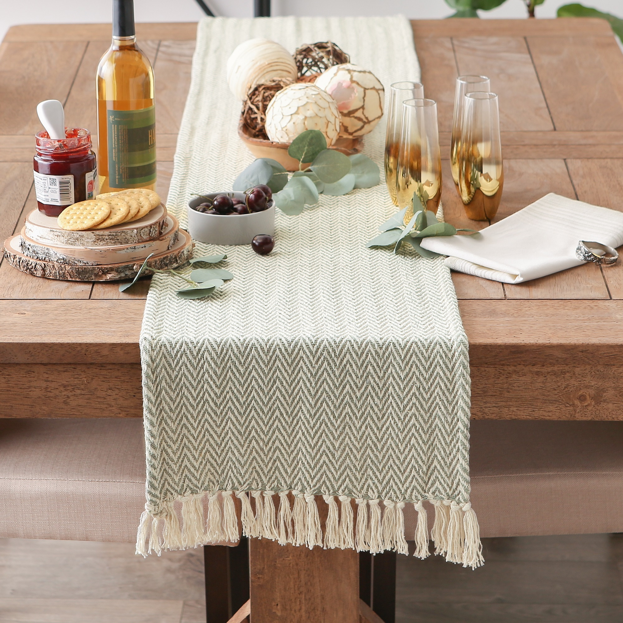 DII Artichoke Chevron Table Runner 15x72