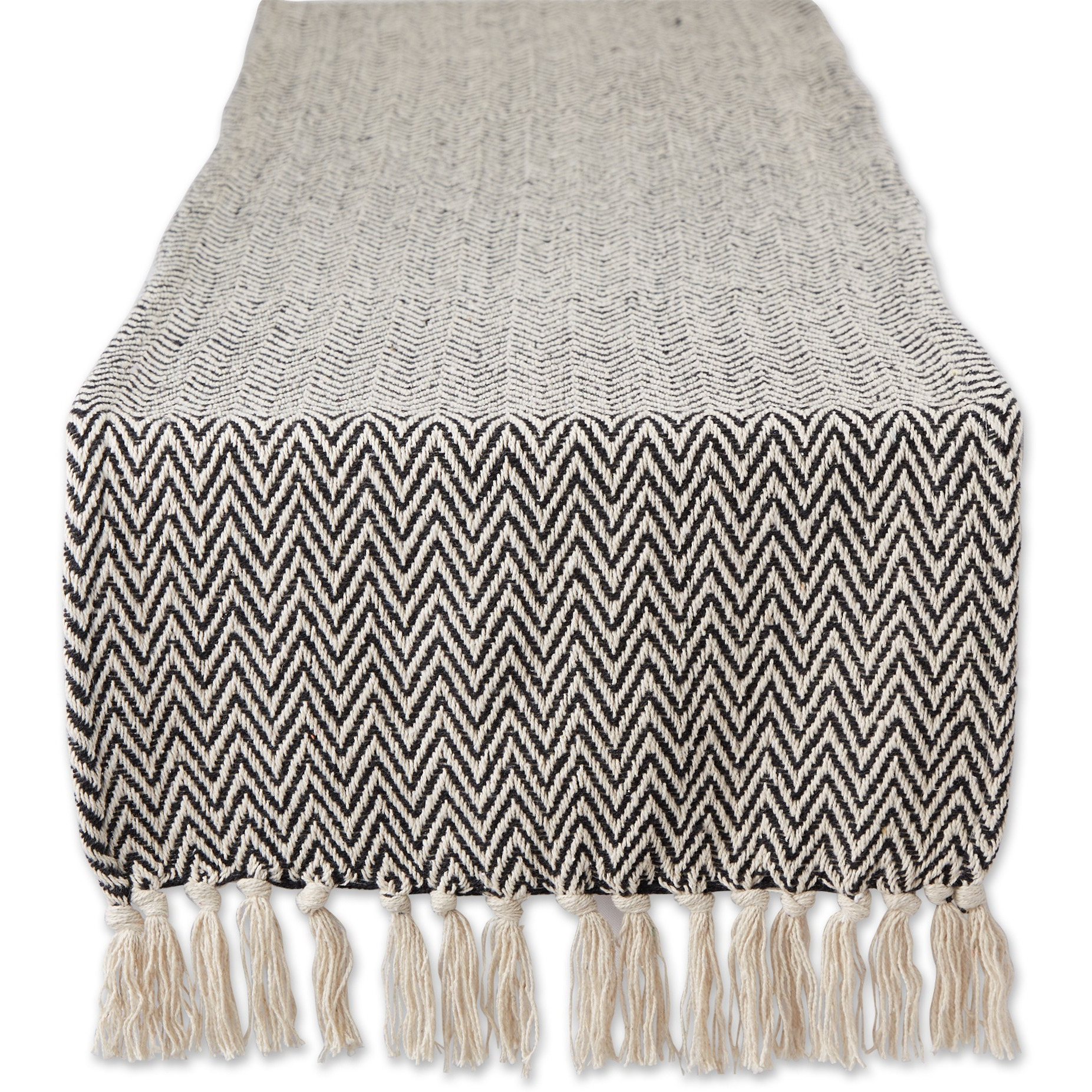 DII Black Chevron Handloom Table Runner 15x72