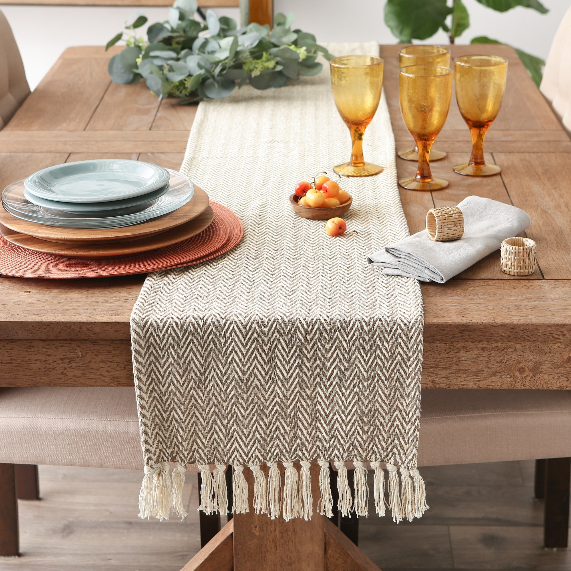 DII Brown Chevron Table Runner 15x108