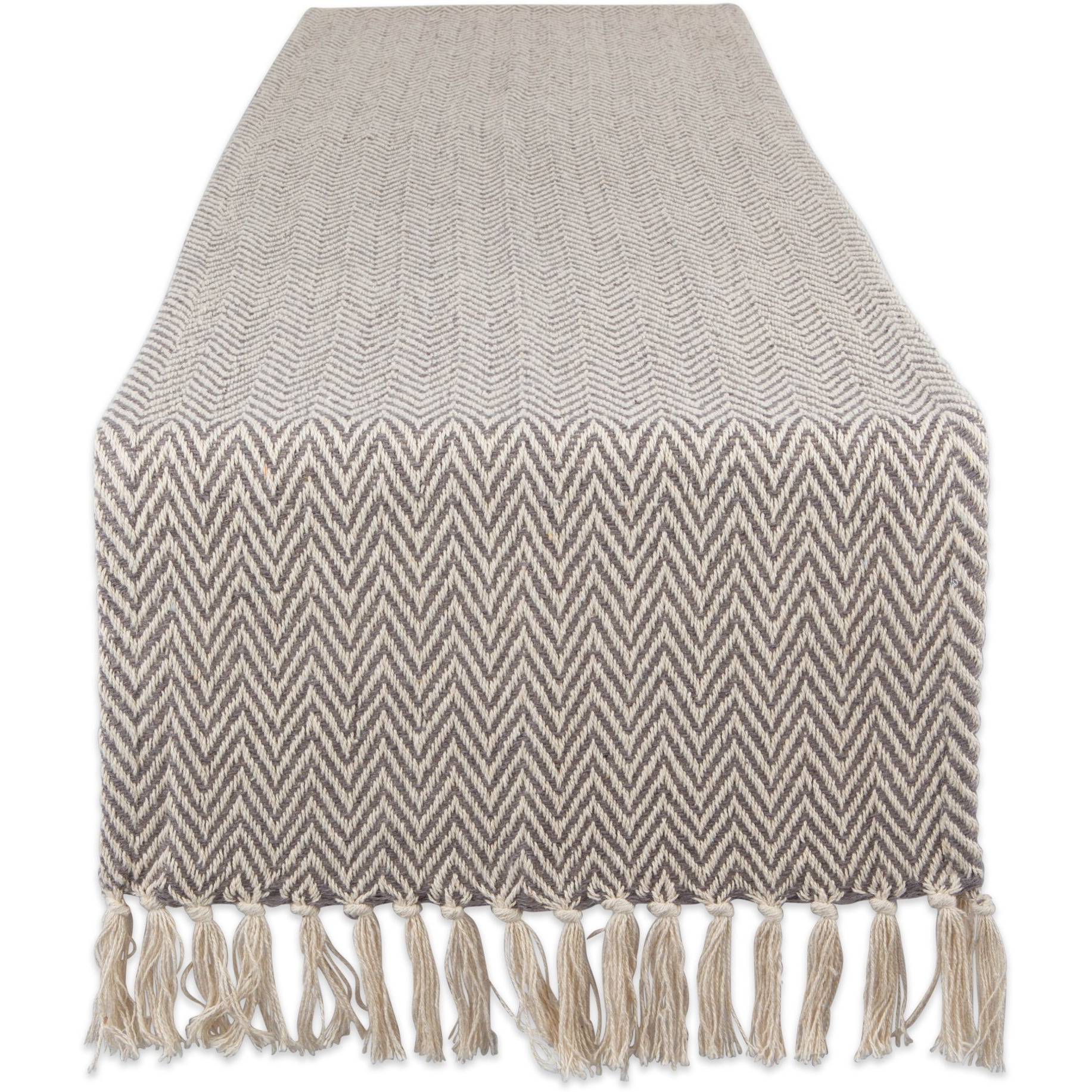 DII Gray Handloom Chevron Table Runner 15x108