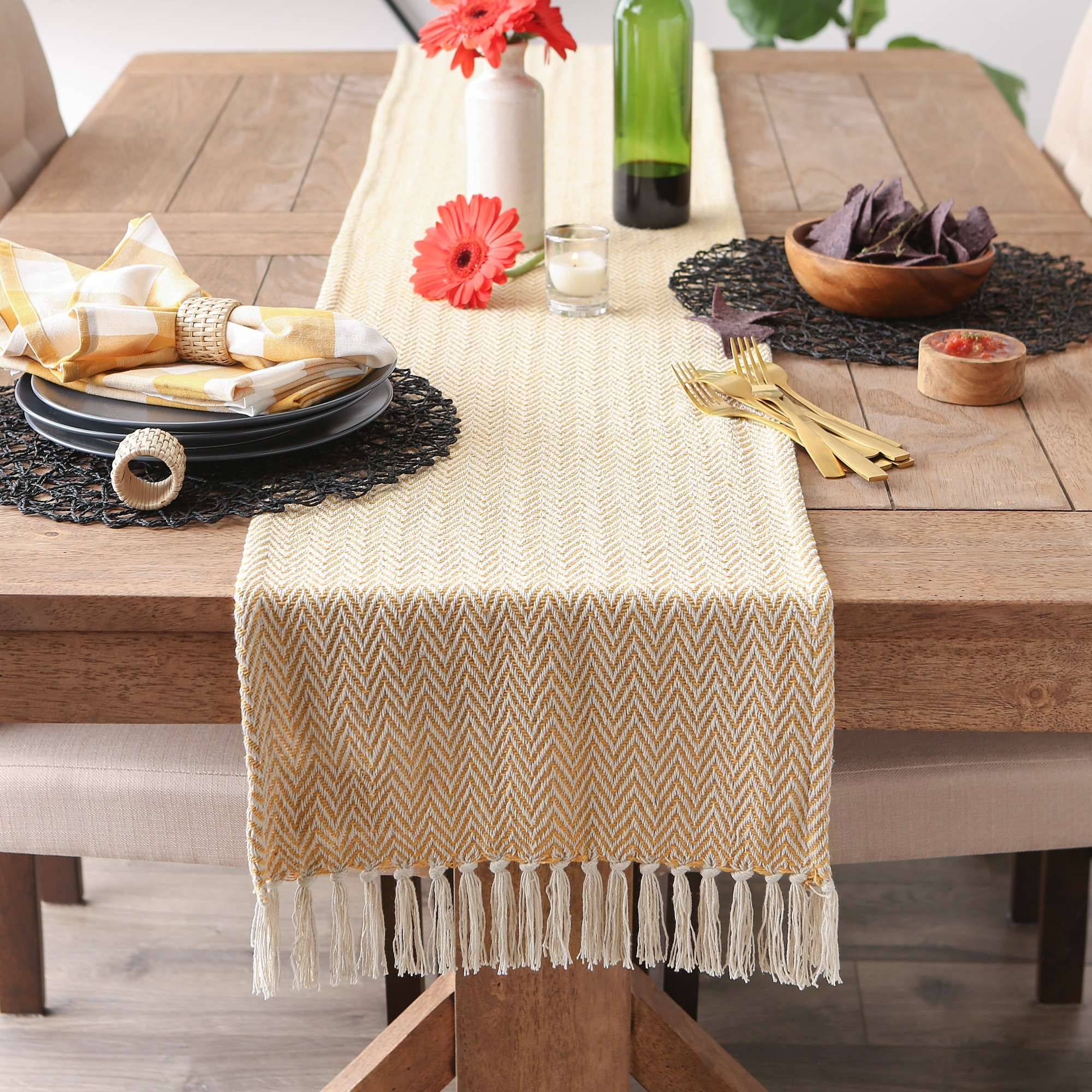 DII Honey Gold Chevron Table Runner 15x108