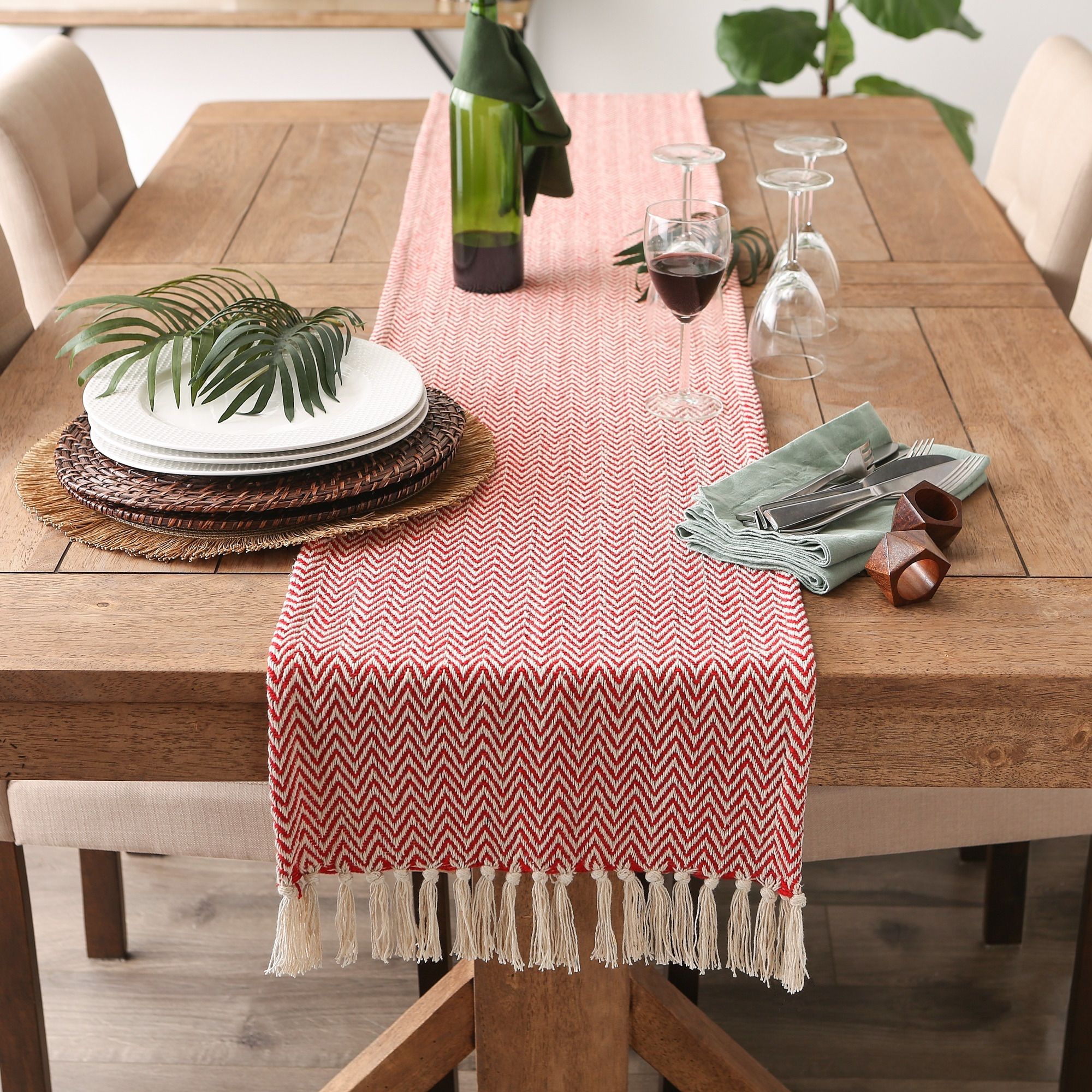 DII Tango Red Chevron Table Runner 15x72