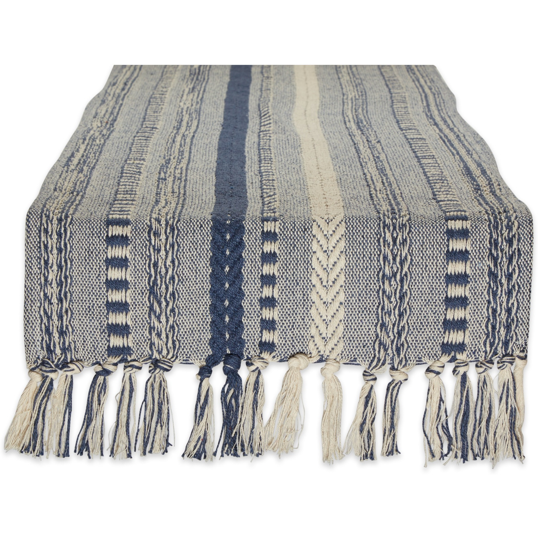 DII French Blue Braided Stripe Table Runner 15x108