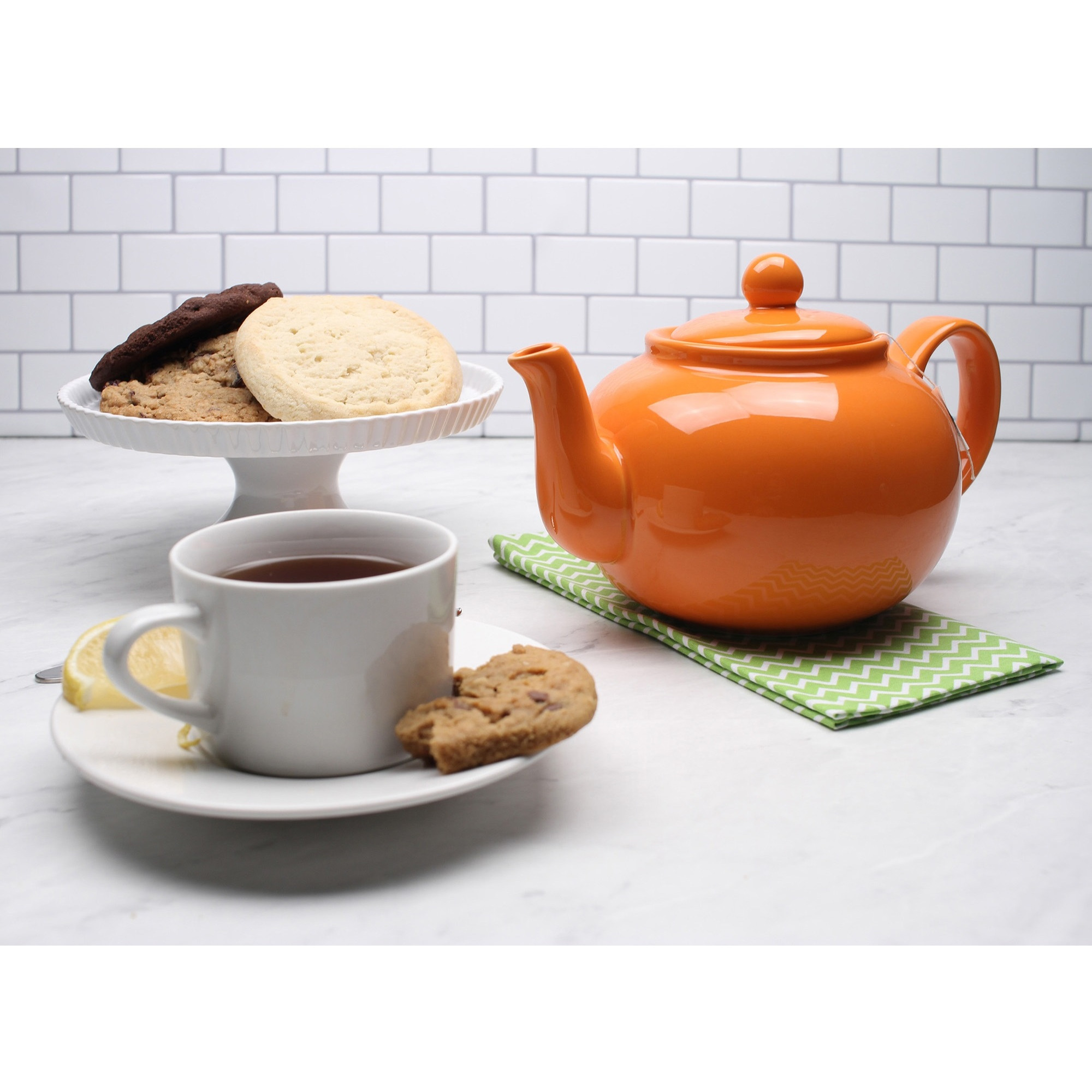 RSVP International Stoneware Teapot, Orange