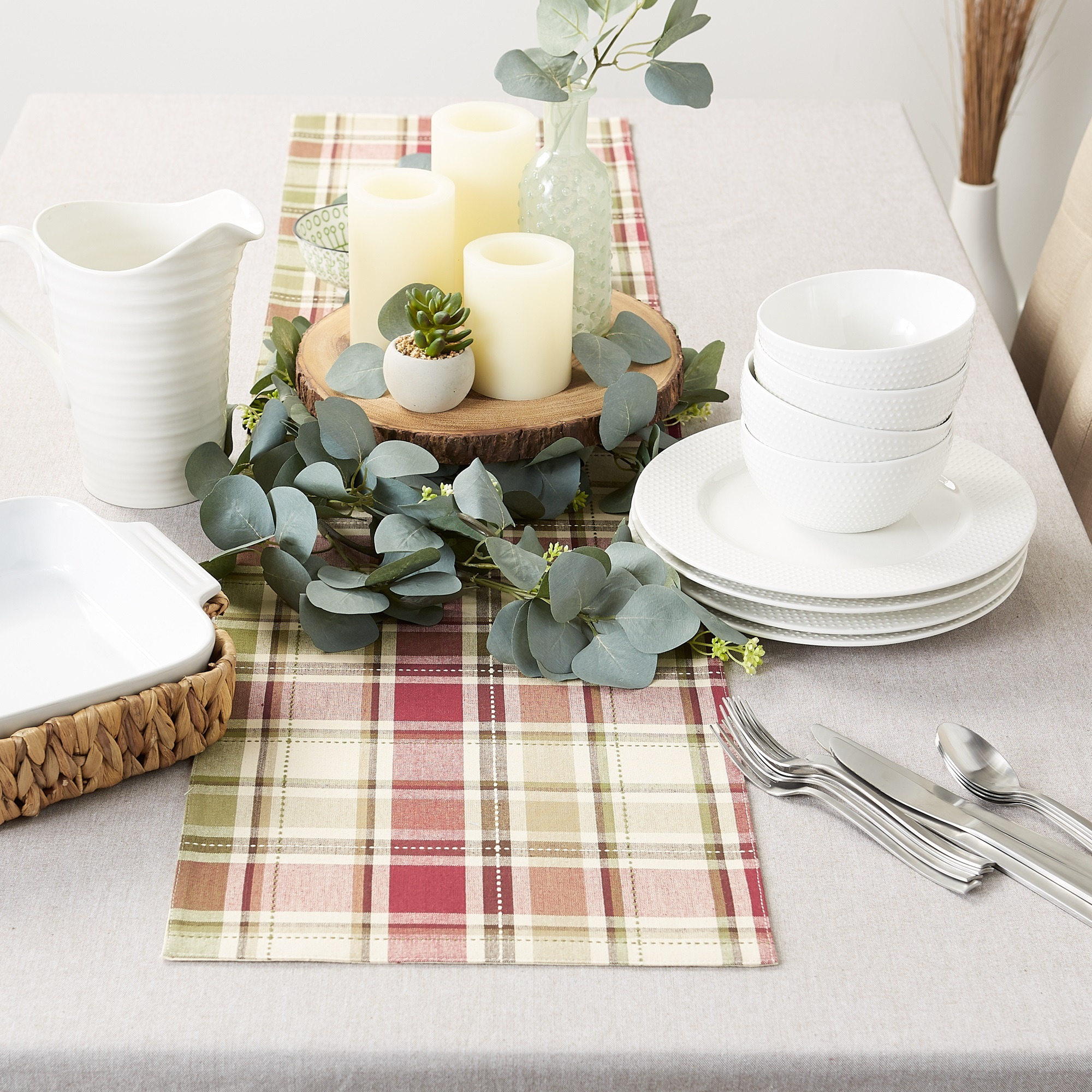 DII Homespun Plaid Table Runner 13x108