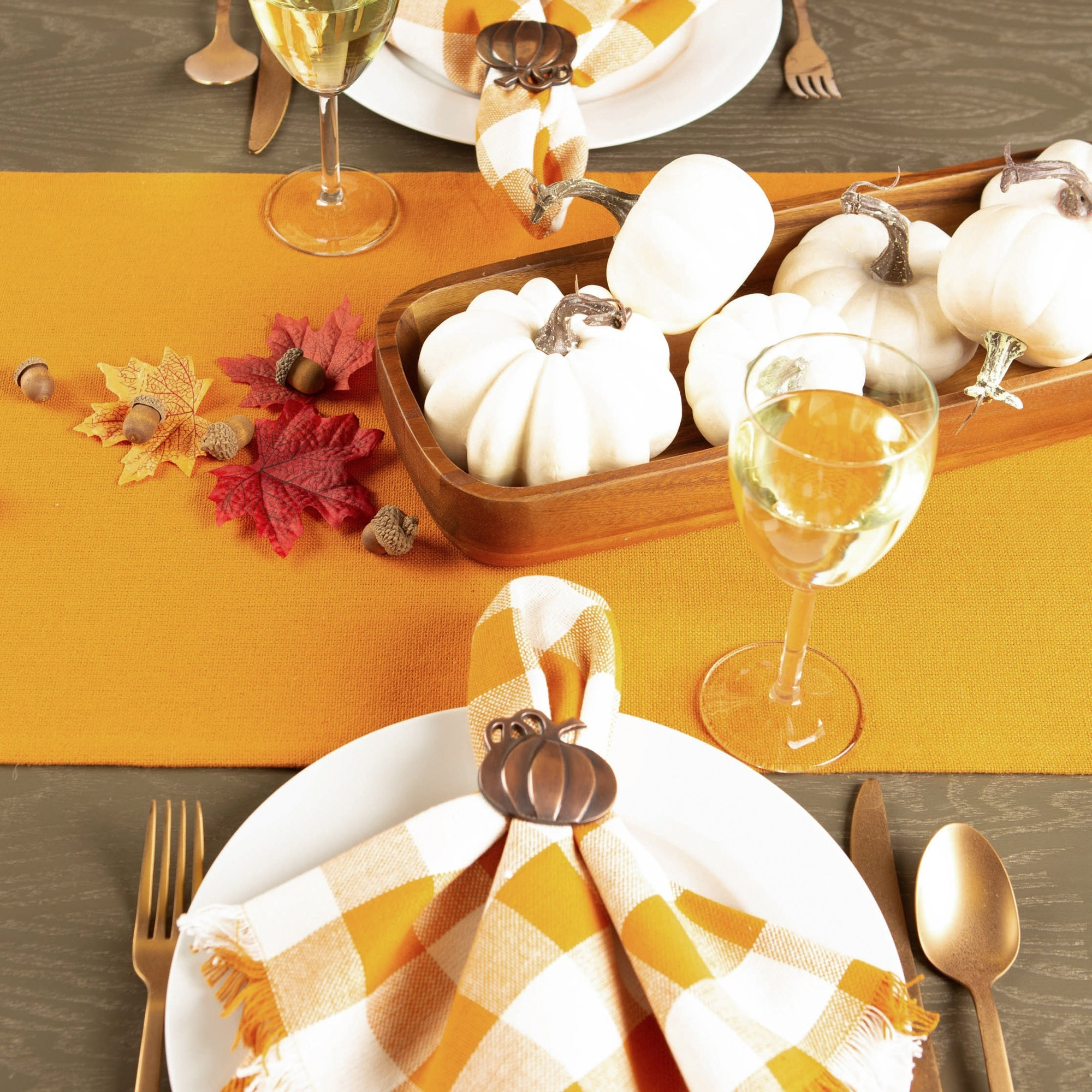 DII Solid Pumpkin Spice Heavyweight Fringed Table Runner 14x108